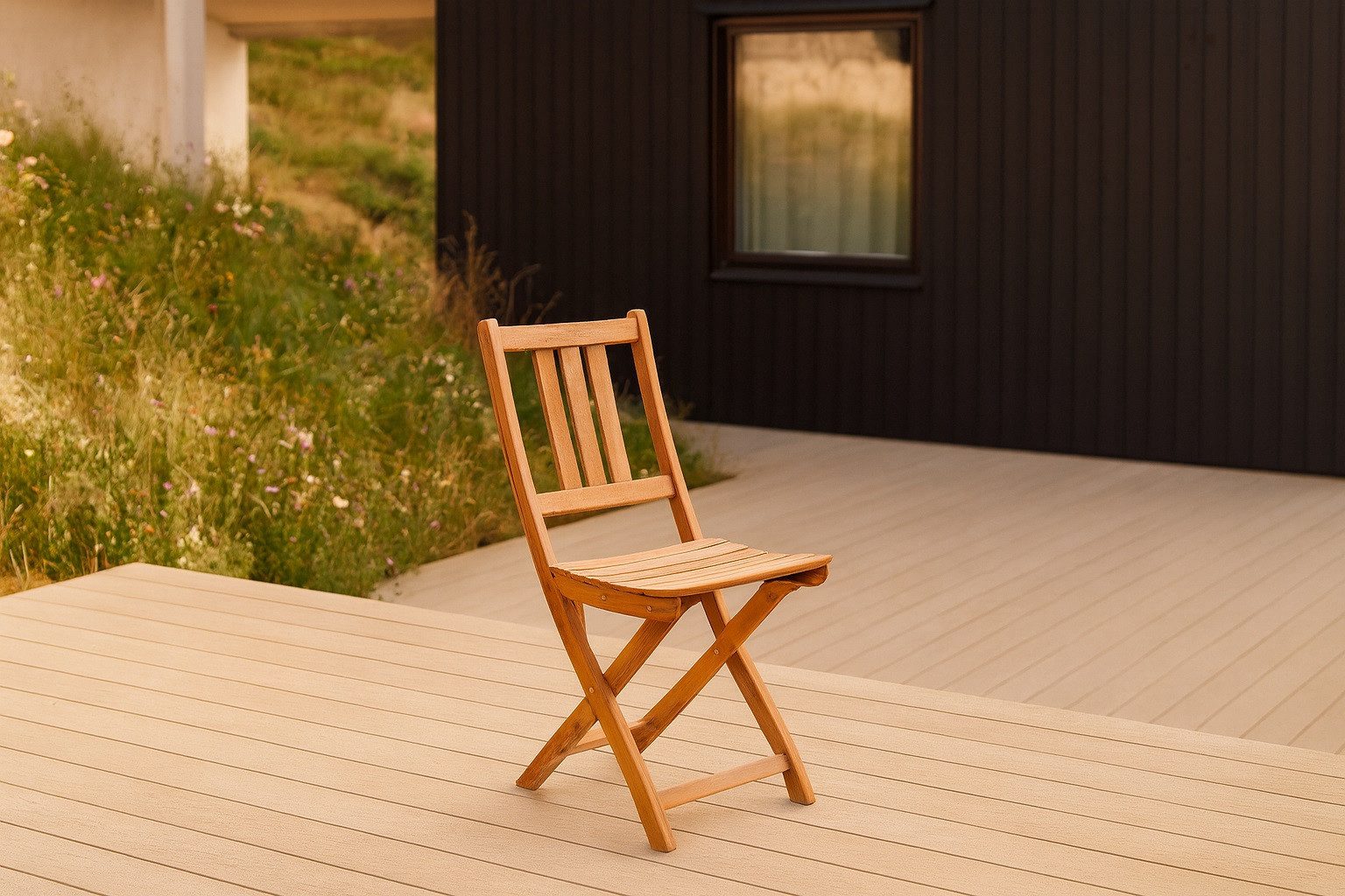 SAM® Gartenstuhl Blossom, robustes geöltes Akazienholz, platzsparend, mit Klappfunktion