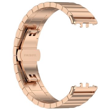 Wigento Smartwatch-Armband Für Samsung Galaxy Fit 3 One Bead Edelstahl Metall Arm Band Rose Gold