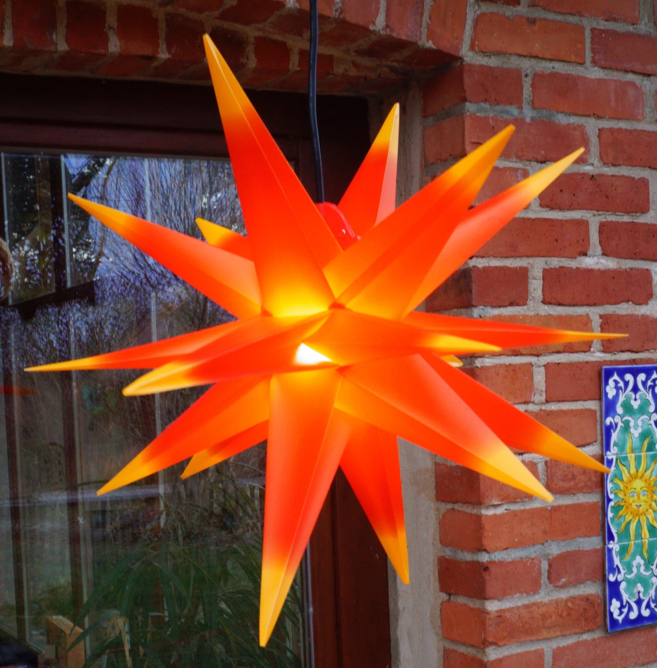 Guru-Shop LED-Stern für außen 3D Batterie Außenstern Kaspar, Weihnachtsstern,.., Leuchtmittel inklusive Ø 55 cm 4xAA rot/gelb