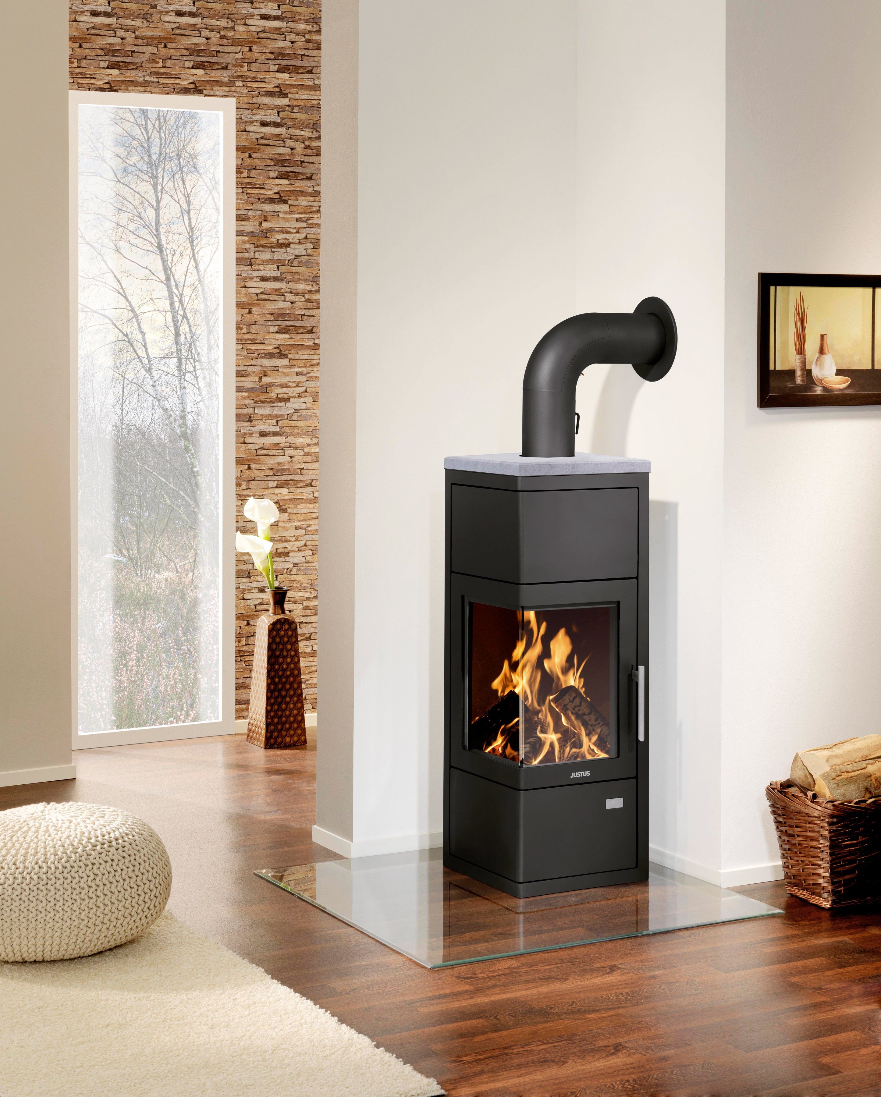 JUSTUS Kaminofen Diego W+, 6 kW, Zeitbrand