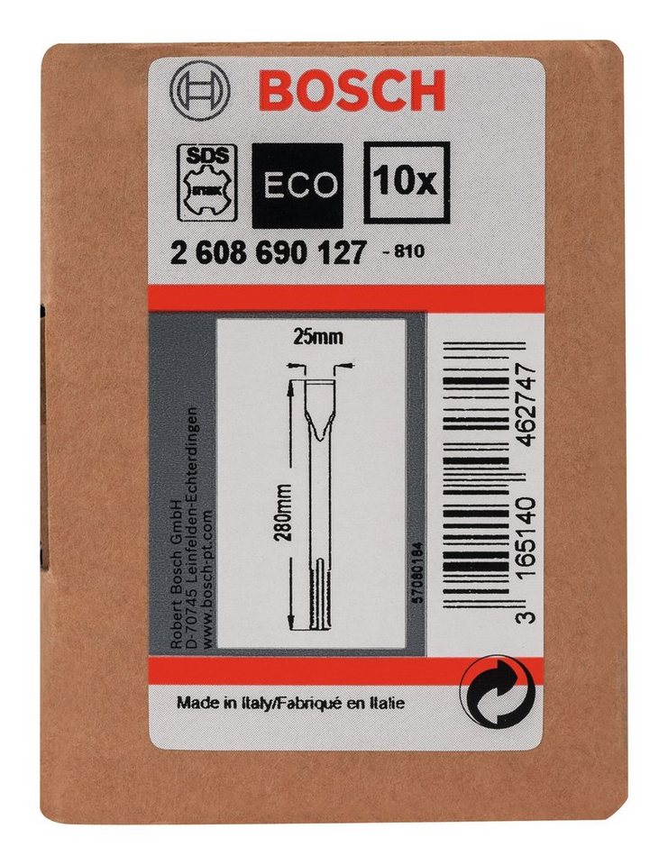 Bosch Professional Flachmeißel SDS max, 6 in mm, 280 x 25 mm, 10 Stk.,  Flachmeißel