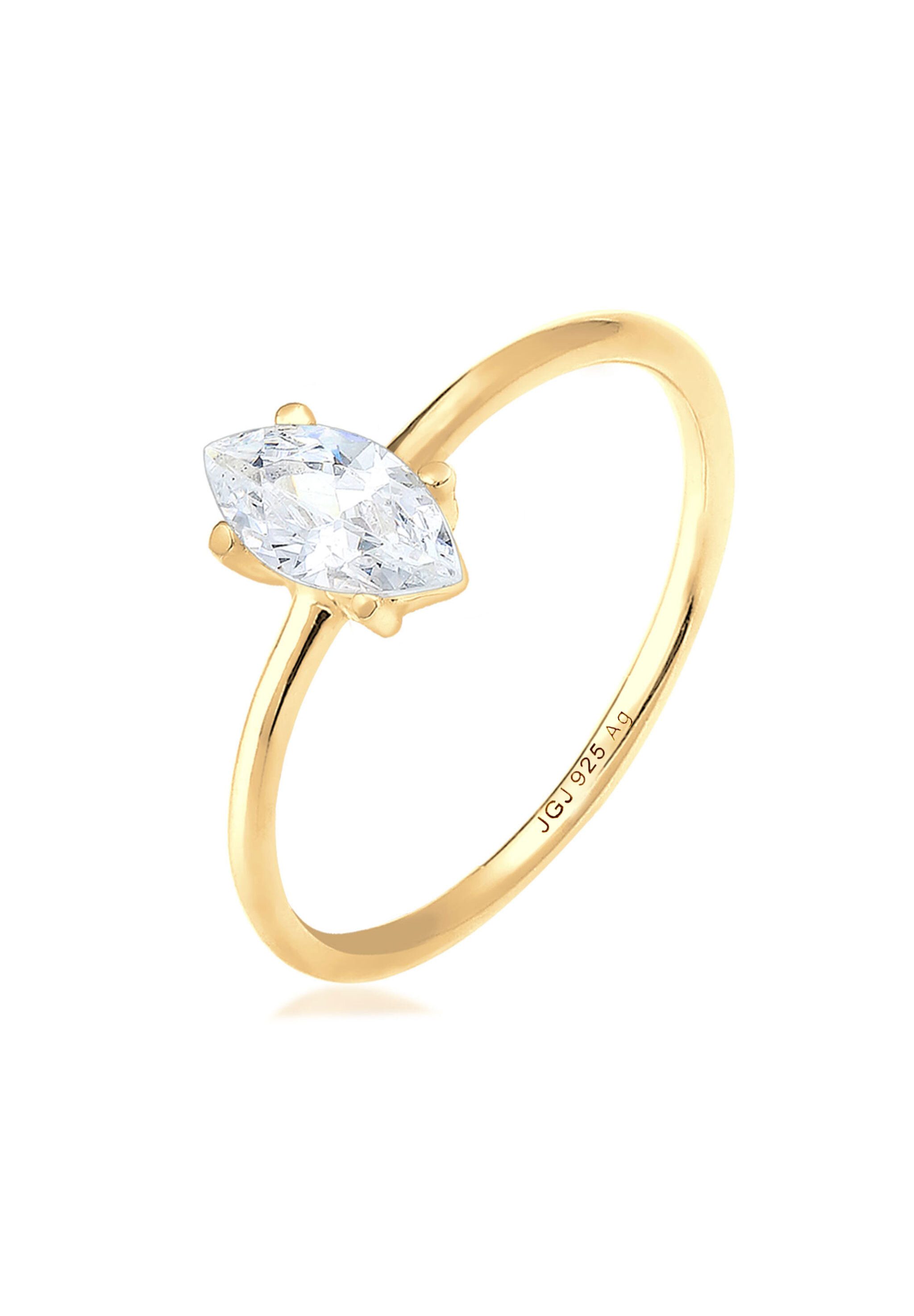 Elli Verlobungsring Verlobung Marquise Zirkonia Stein 925 Silber