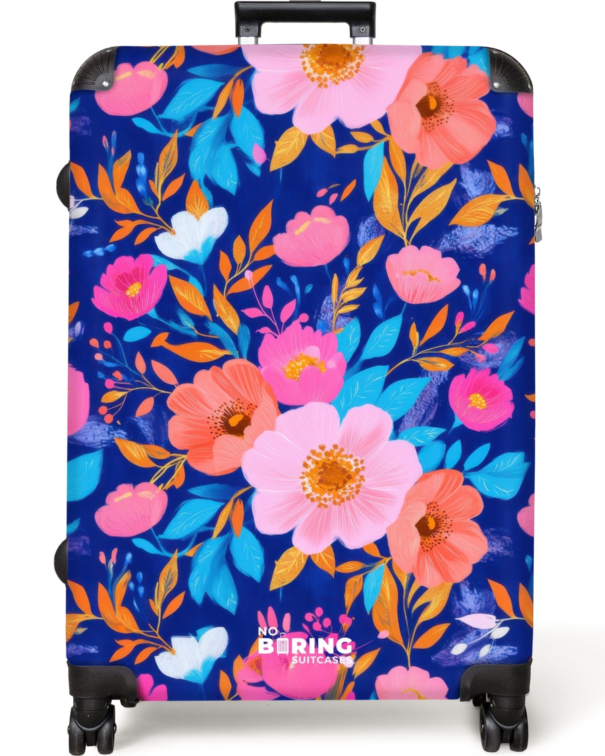 NoBoringSuitcases.com© Hartschalen-Trolley Florales Muster mit blauem günstig online kaufen