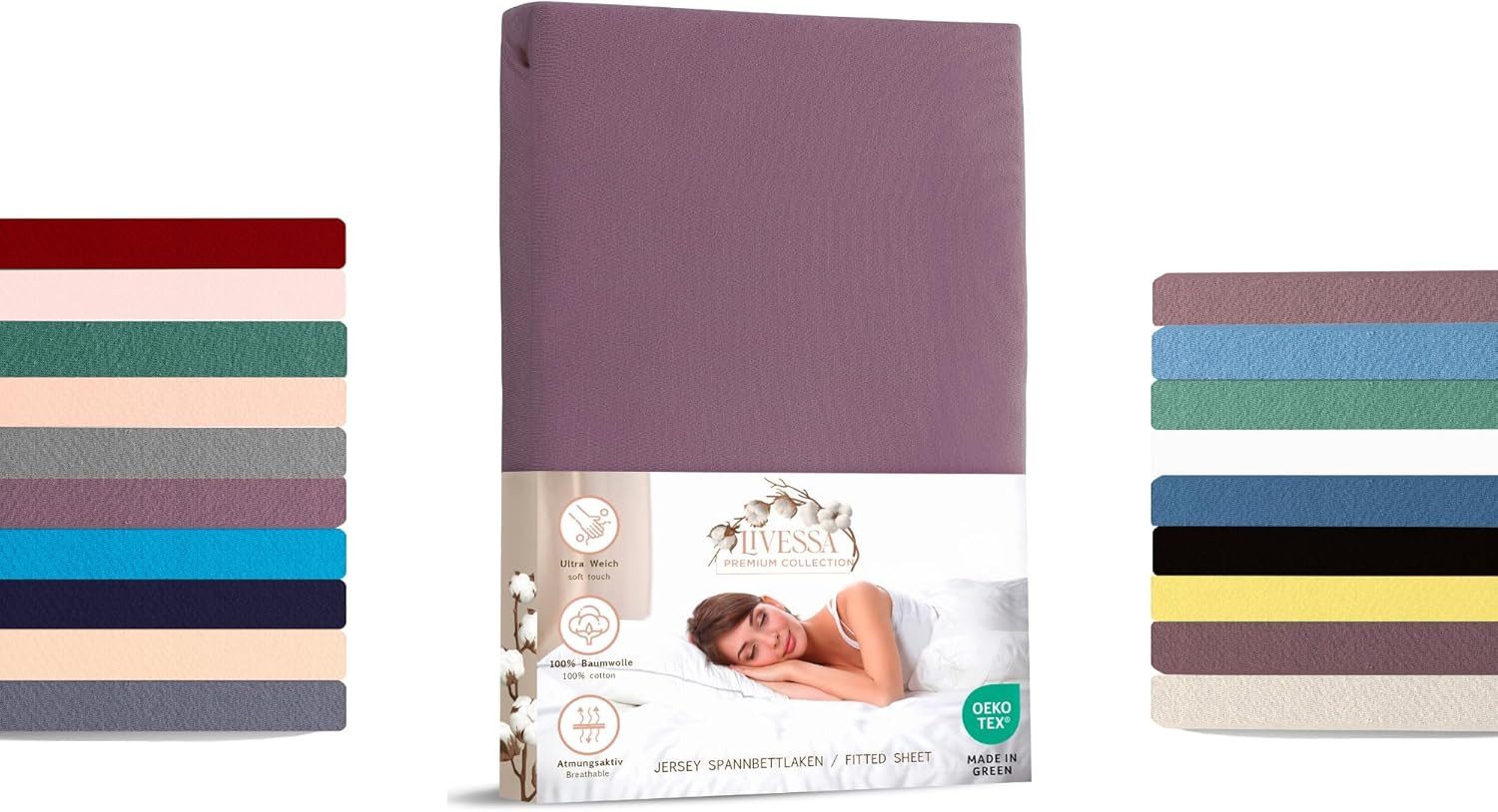 livessa Spannbettlaken Jersey Spannbettlaken Bettlaken Spannbetttuch Baumwolle Rundumgummi, Jersey, Gummizug: Rundumgummizug, In 9 Größen und vielen Farben erhältlich aus 100% Baumwolle