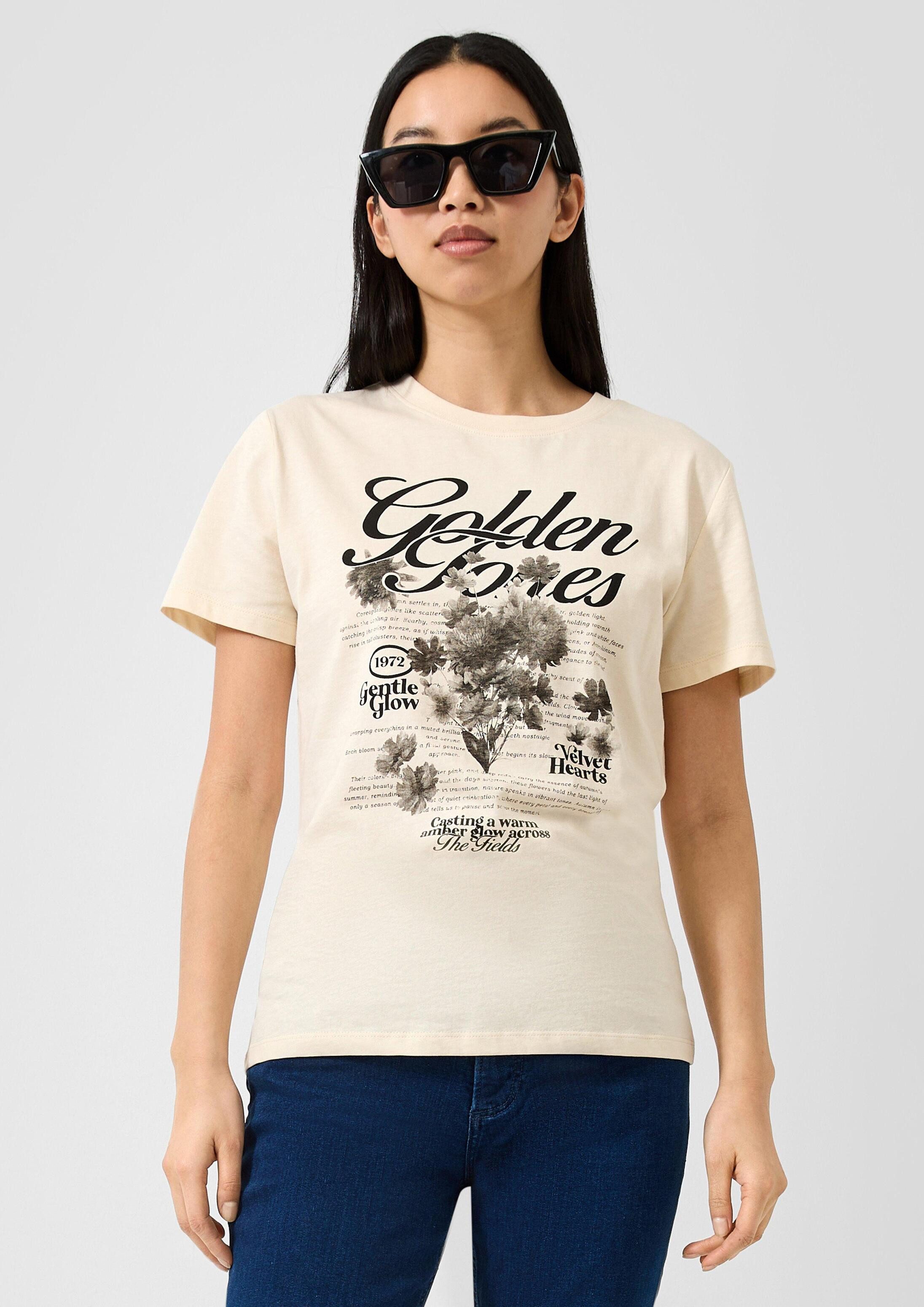 QS Kurzarmshirt T-Shirt Baumwollshirt mit Frontprint