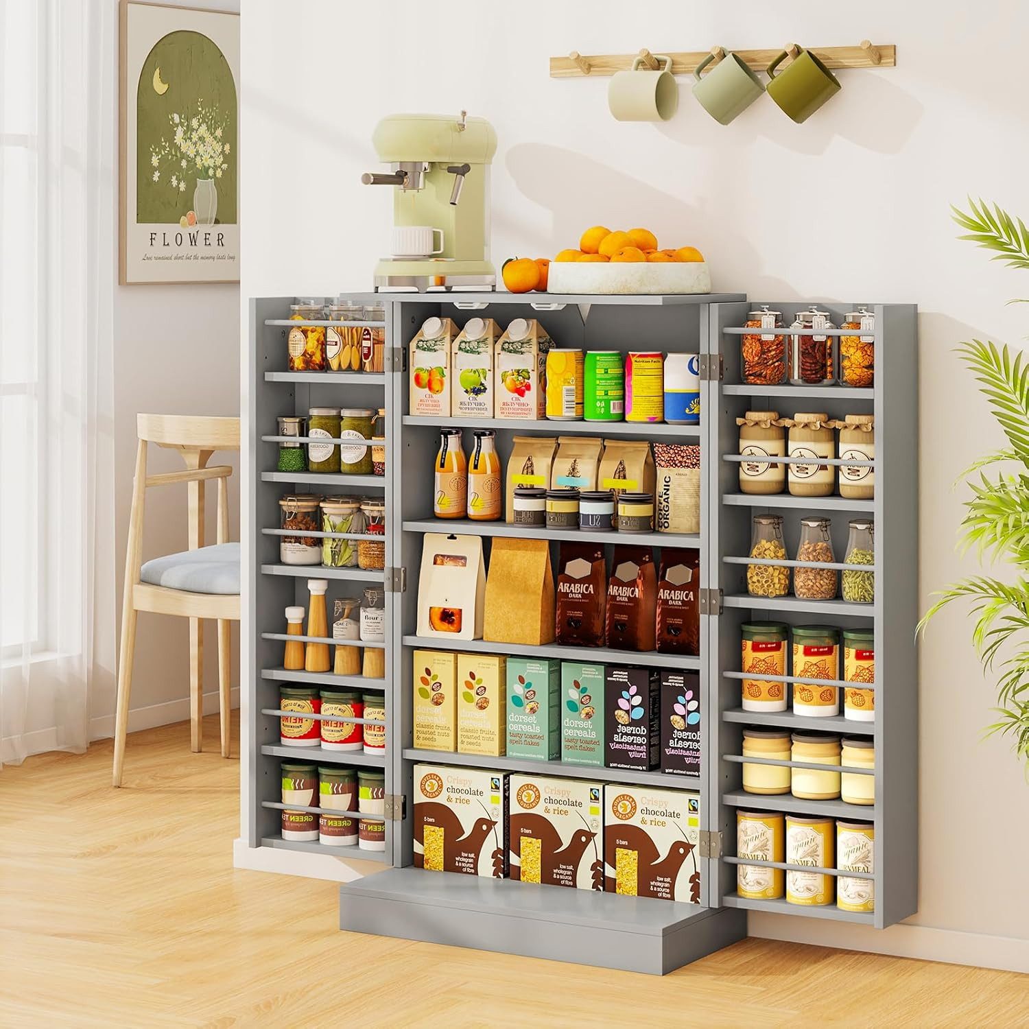 KOMFOTTEU Mehrzweckschrank Küchenschrank Vorratschrank mit Türablagen & 6 v günstig online kaufen