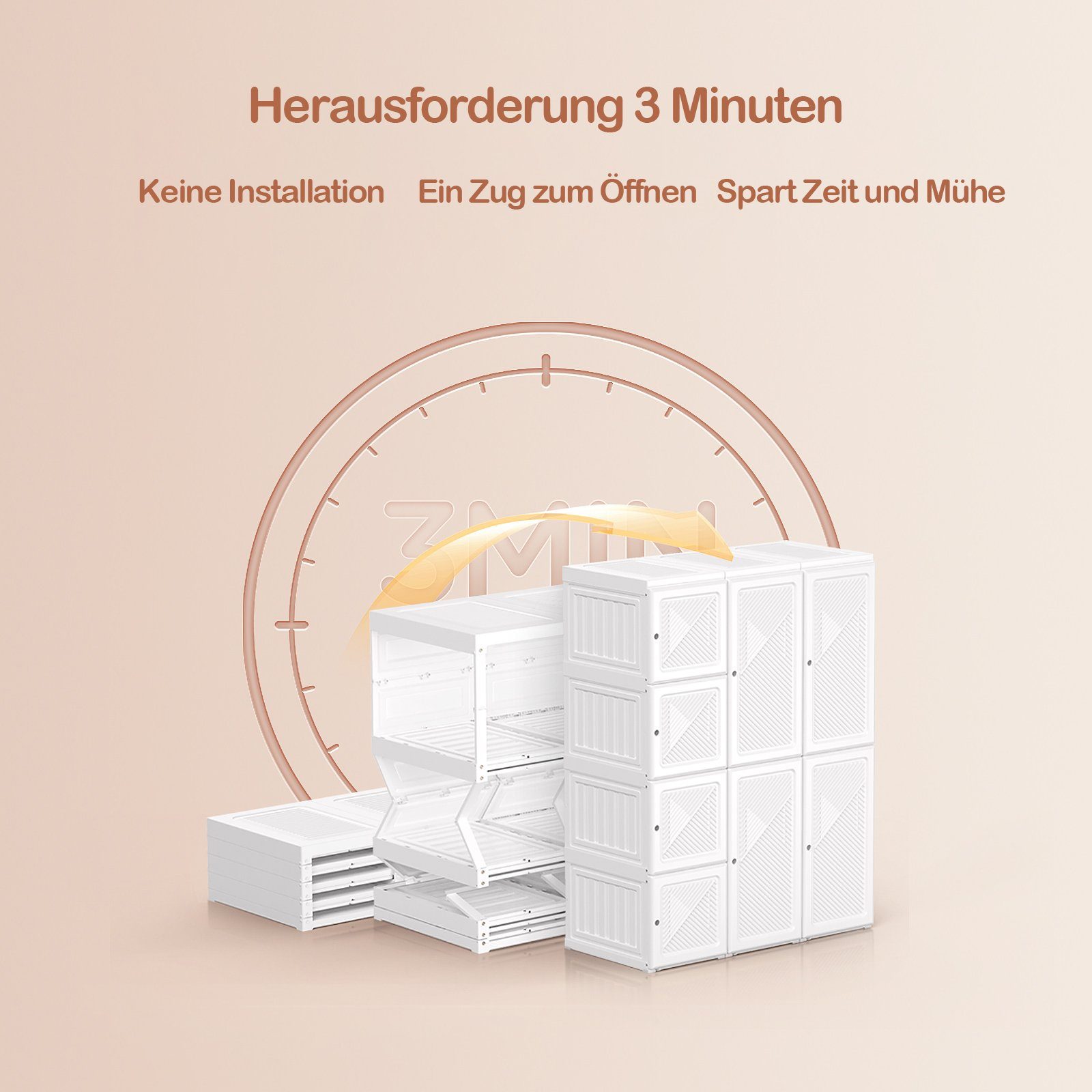 Kleiderschrank (faltbar Kleiderschränke Garderobenschrank) inkl. 11 Tür mit magnetverschluss und 2 Kleiderstange, Weiß
