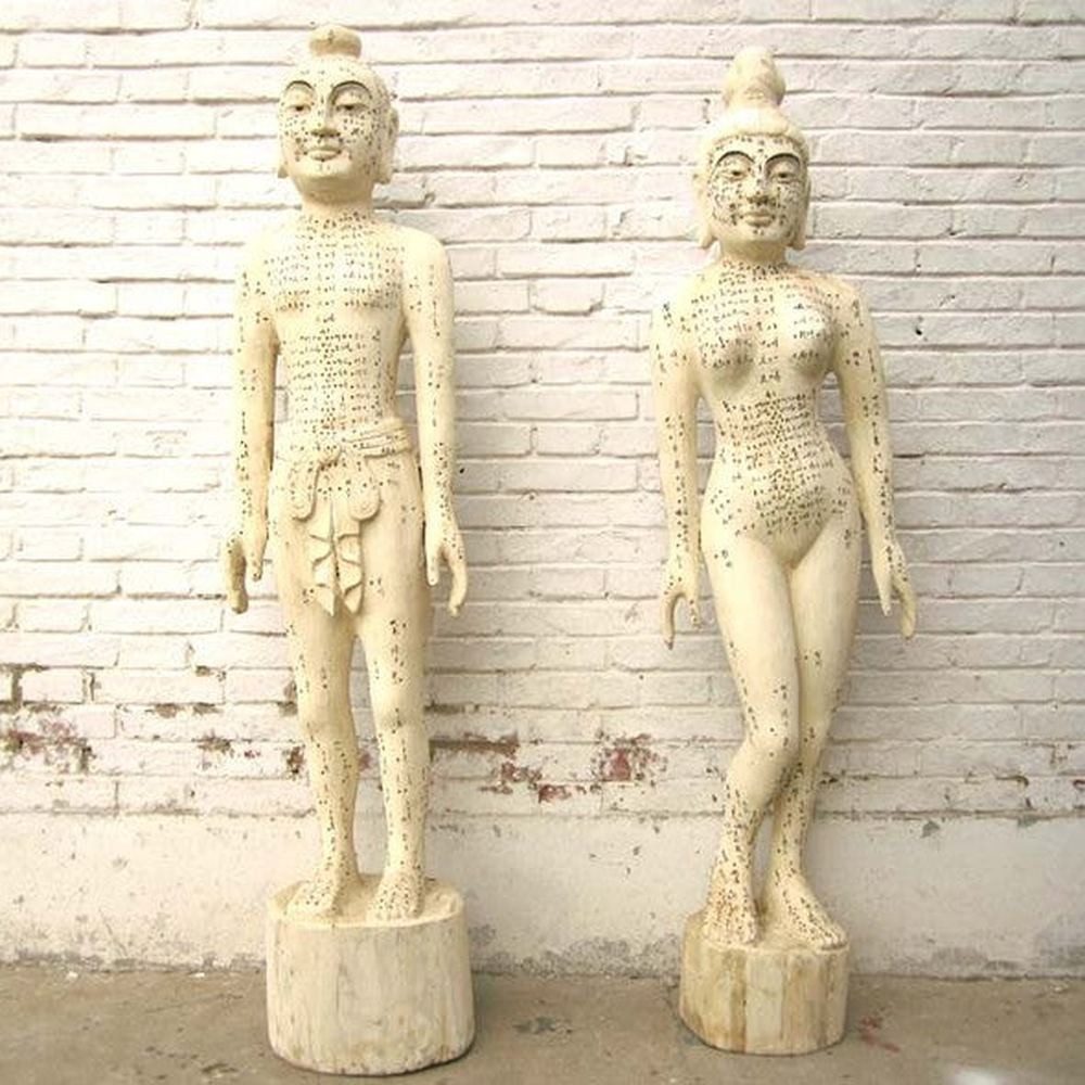 Luxury-Park-Direct Kommode China zwei hölzerne Figuren zur Akupunktur Ausbildung Medizin.Luxury P