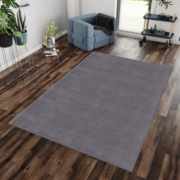 Teppich Unicolor - Einfarbig, Teppium, Rechteckig, Höhe: 25 mm, Teppich Wohnzimmer Einfarbig Grau Kunstfell Plüsch Shaggy Waschbar