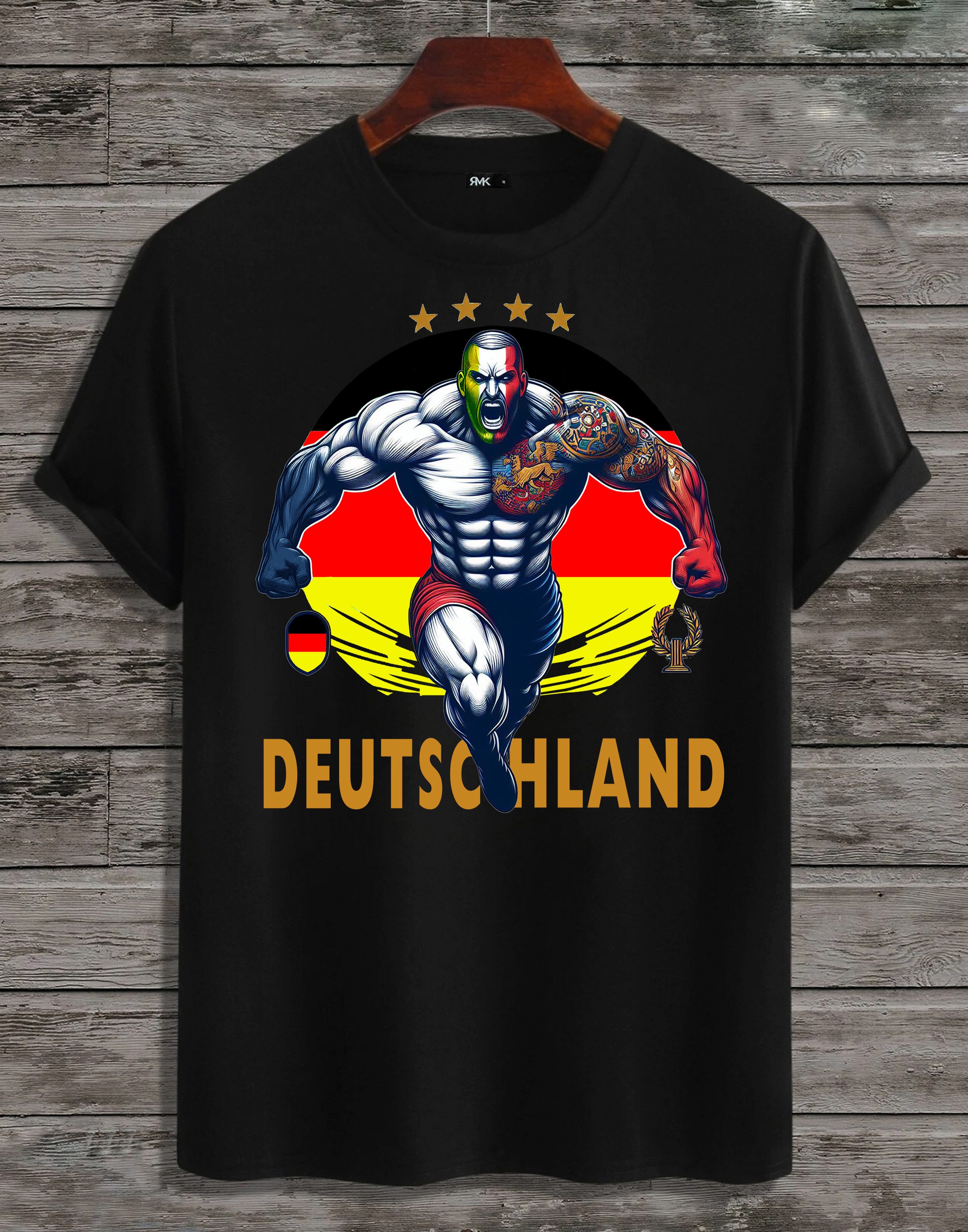 RMK T-Shirt Herren Shirt Fan Trikot Rundhals-Ausschnitt Deutschland Germany EM aus Baumwolle