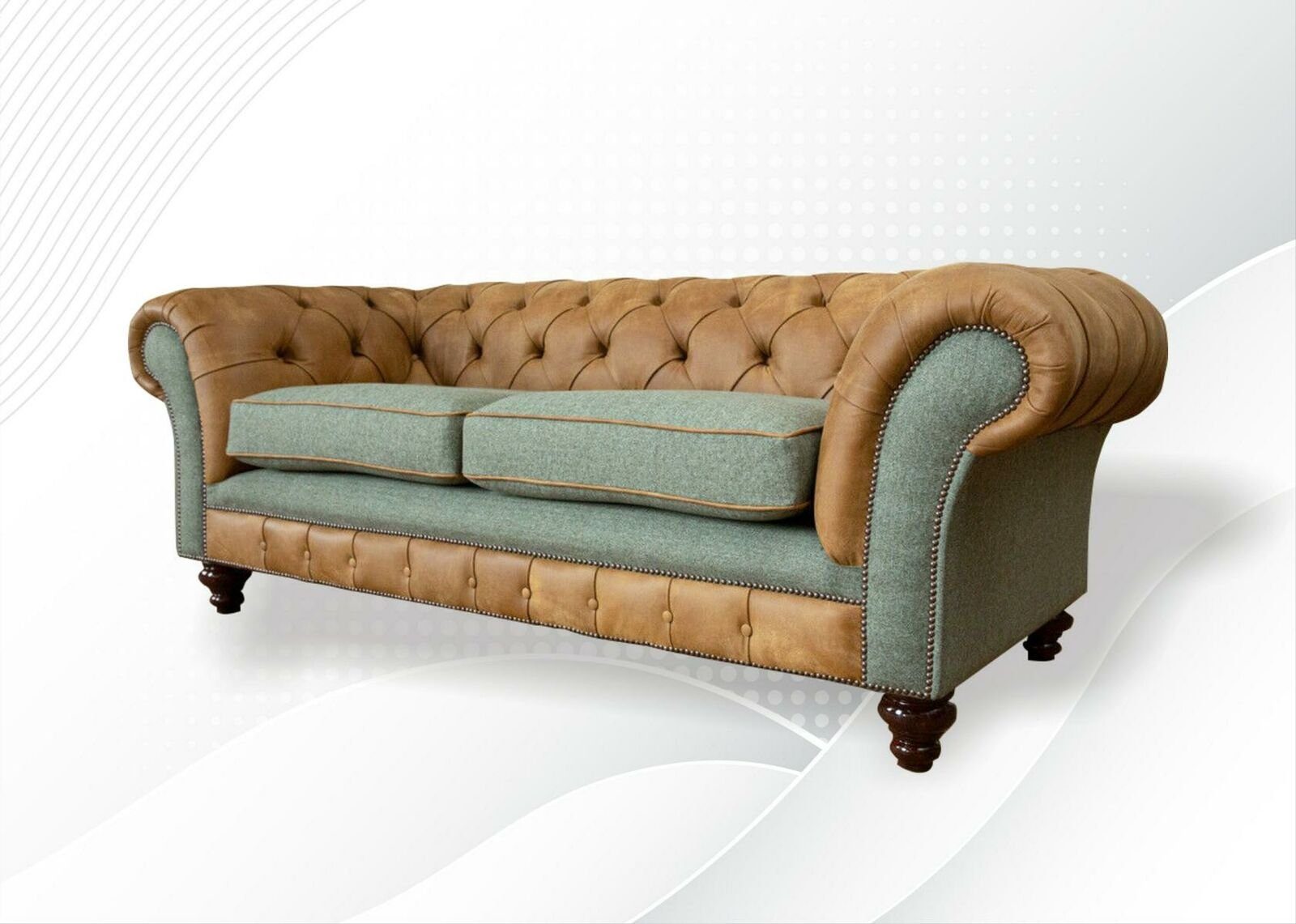 Chesterfield 3-er Chesterfield-Sofa Couch Wohnzimmer braune Europe in Sofa Made Stilvolle Neu, JVmoebel