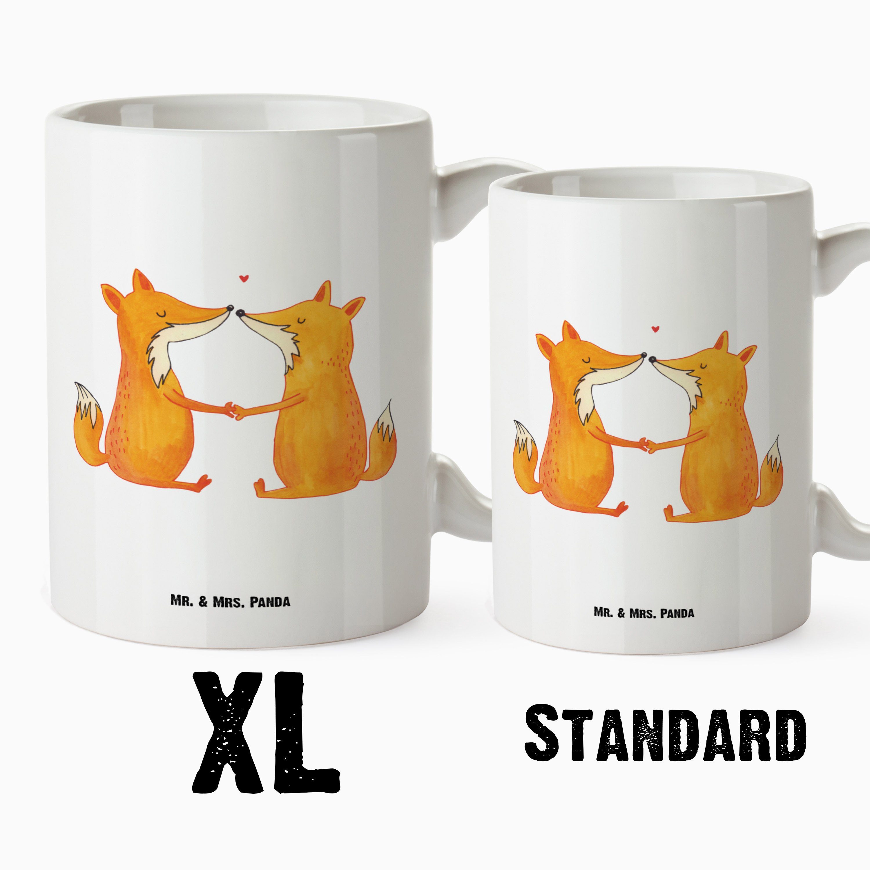 Mr. & Weiß Geschenk, Mrs. Füchse Becher, Tasse Panda Tasse halten, - XL Händchen Keramik - XL Liebespaa, Liebe