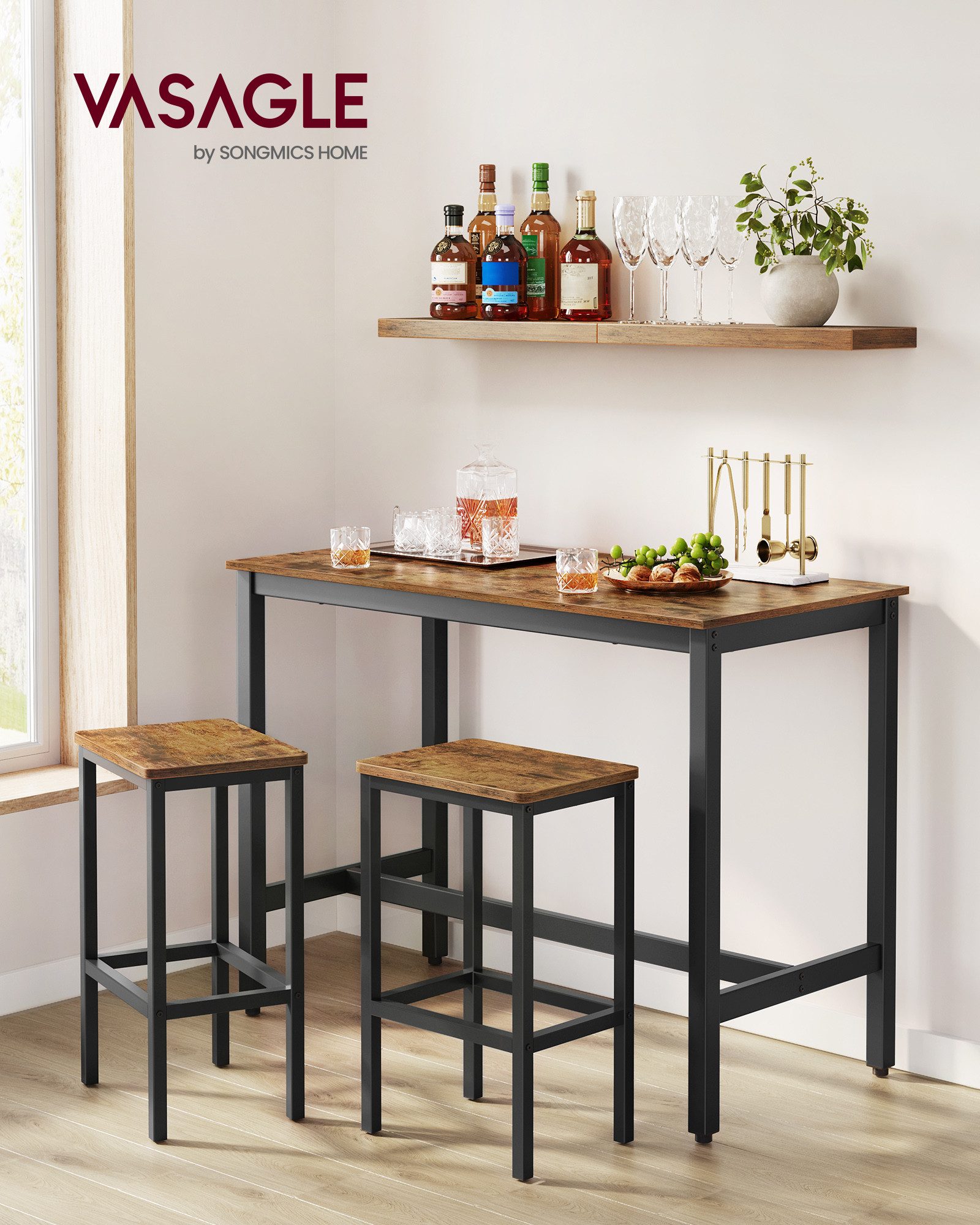 VASAGLE Bartisch Bartisch-Set, Esstisch(120 x 60 günstig online kaufen