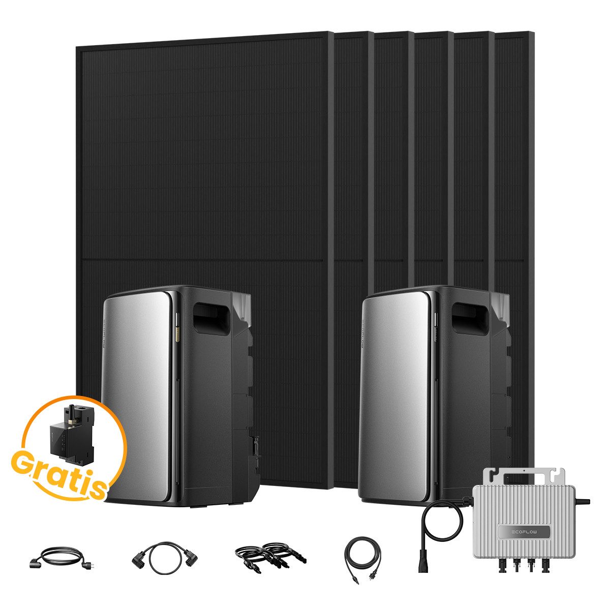 Ecoflow 2700W EcoFlow Stream Ultra mit 800W Wechselrichter, AC Pro Akku, (Smart Meter und 6x JASolar 450Wp Full Black im Lieferumfang enthalten), 2000 W Solareingang (4 MPPTs) mit 800W Mikro-Wechselrichter
