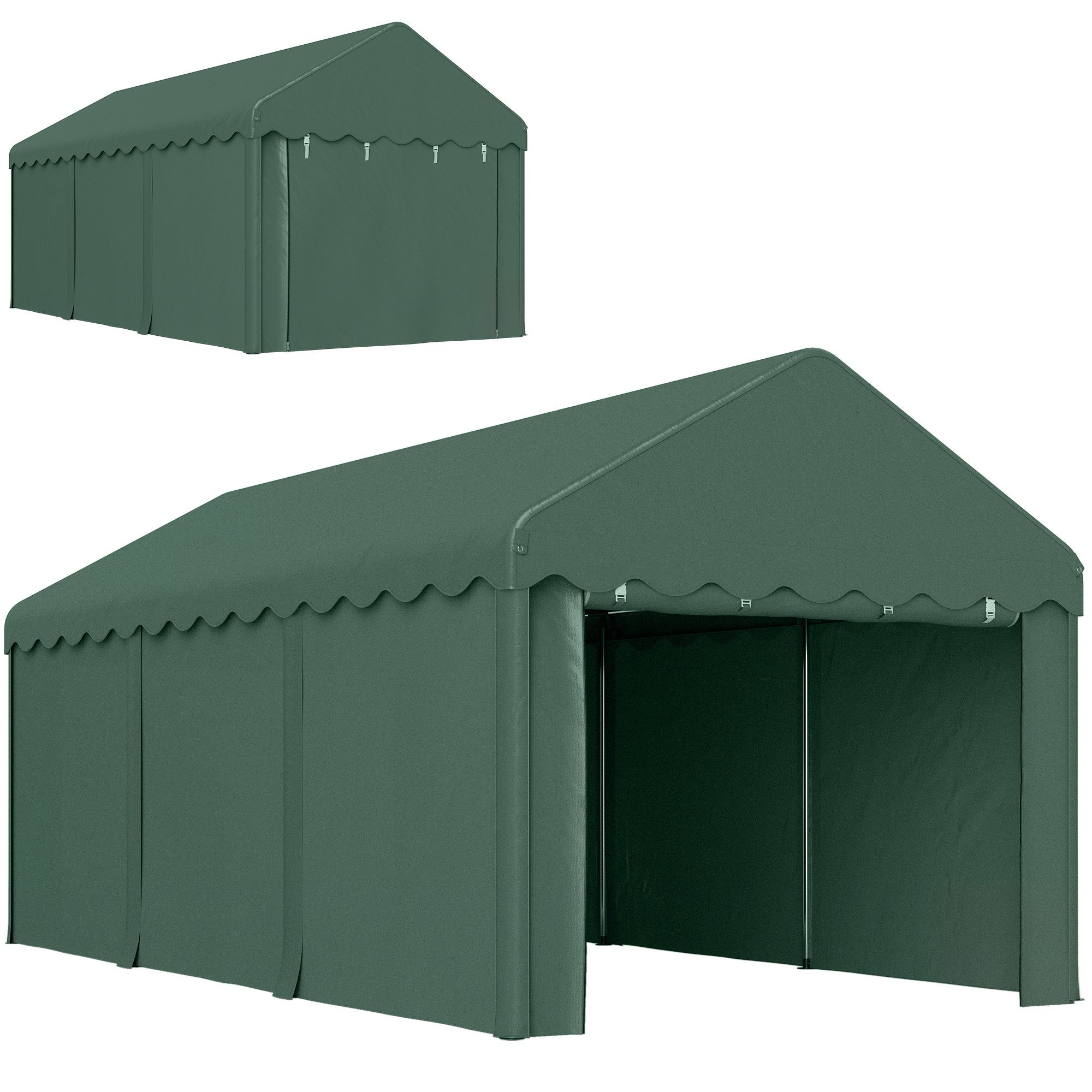 Outsunny Einzelcarport mit Rolltüren, Dach, abnehmbaren günstig online kaufen