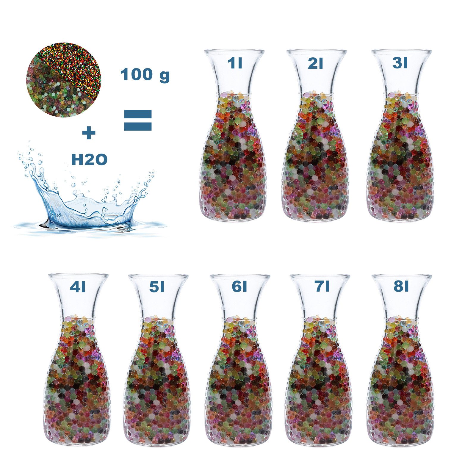 trendfinding Deko-Granulate 100 g Hydroperlen Deko Granulat, (1,5-2 mm, Mehrfarbig)