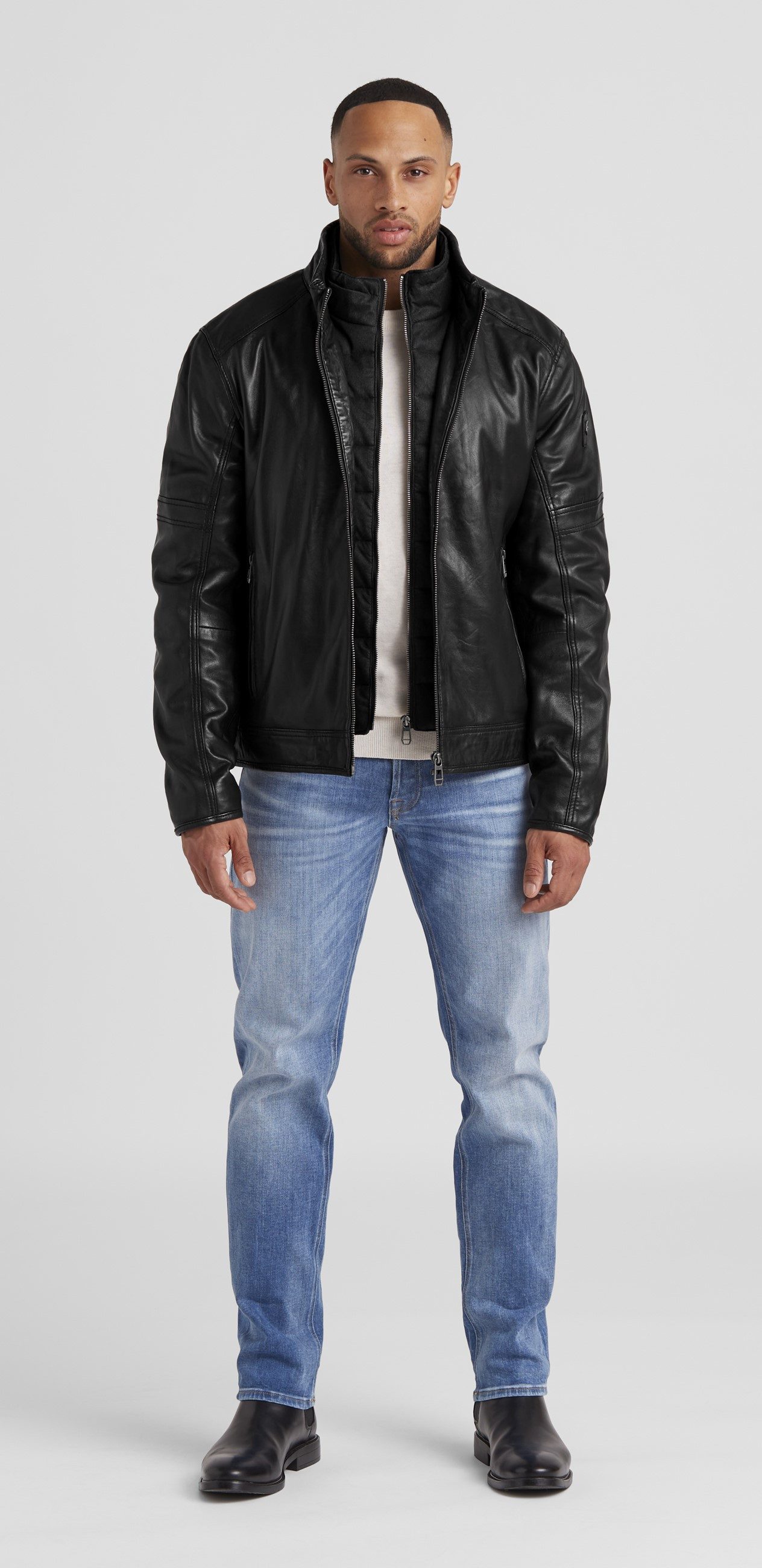 Milestone Lederjacke MSBender aus Lammleder mit abnehmbarem Windschutz