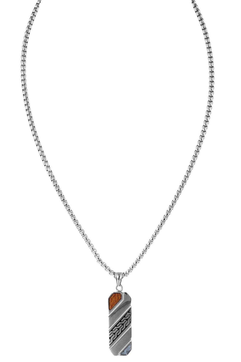 Holzkern Kette mit Anhänger 9010631025182, für Herren Edelstahl Outlands Koa-Holz & Meteorit