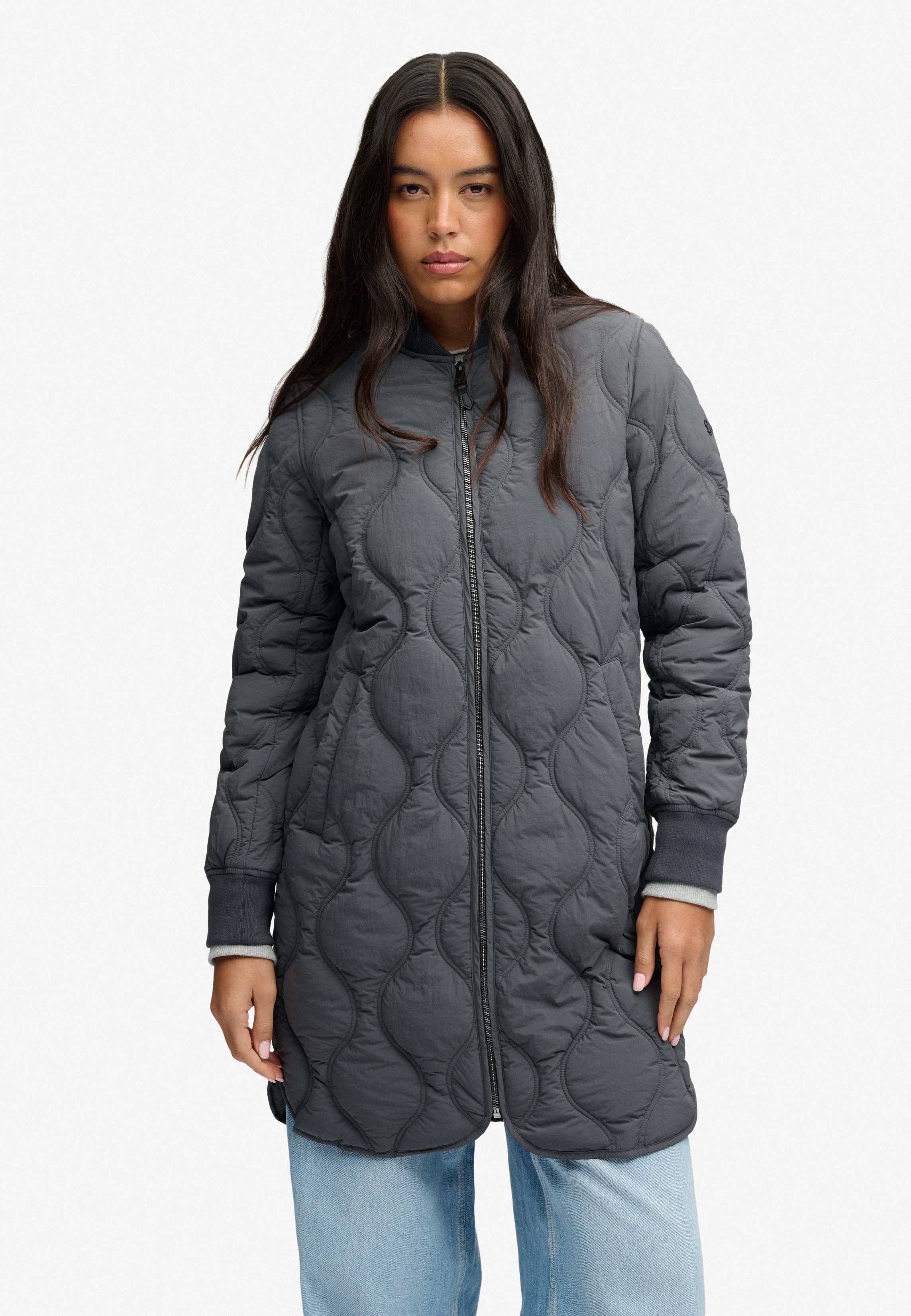 Superdry Steppjacke LONG ONION QUILT LINER JKT mit Obermaterial aus Nylon, Relaxed Fit, pflegeleicht, unifarben