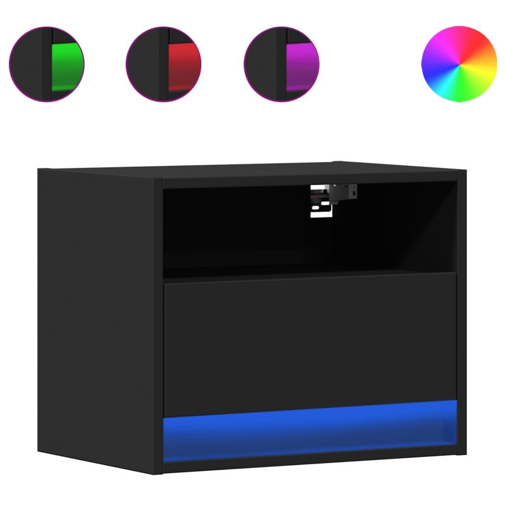 vidaXL Nachttisch Wand-Nachttisch mit LED-Leuchten Schwarz günstig online kaufen