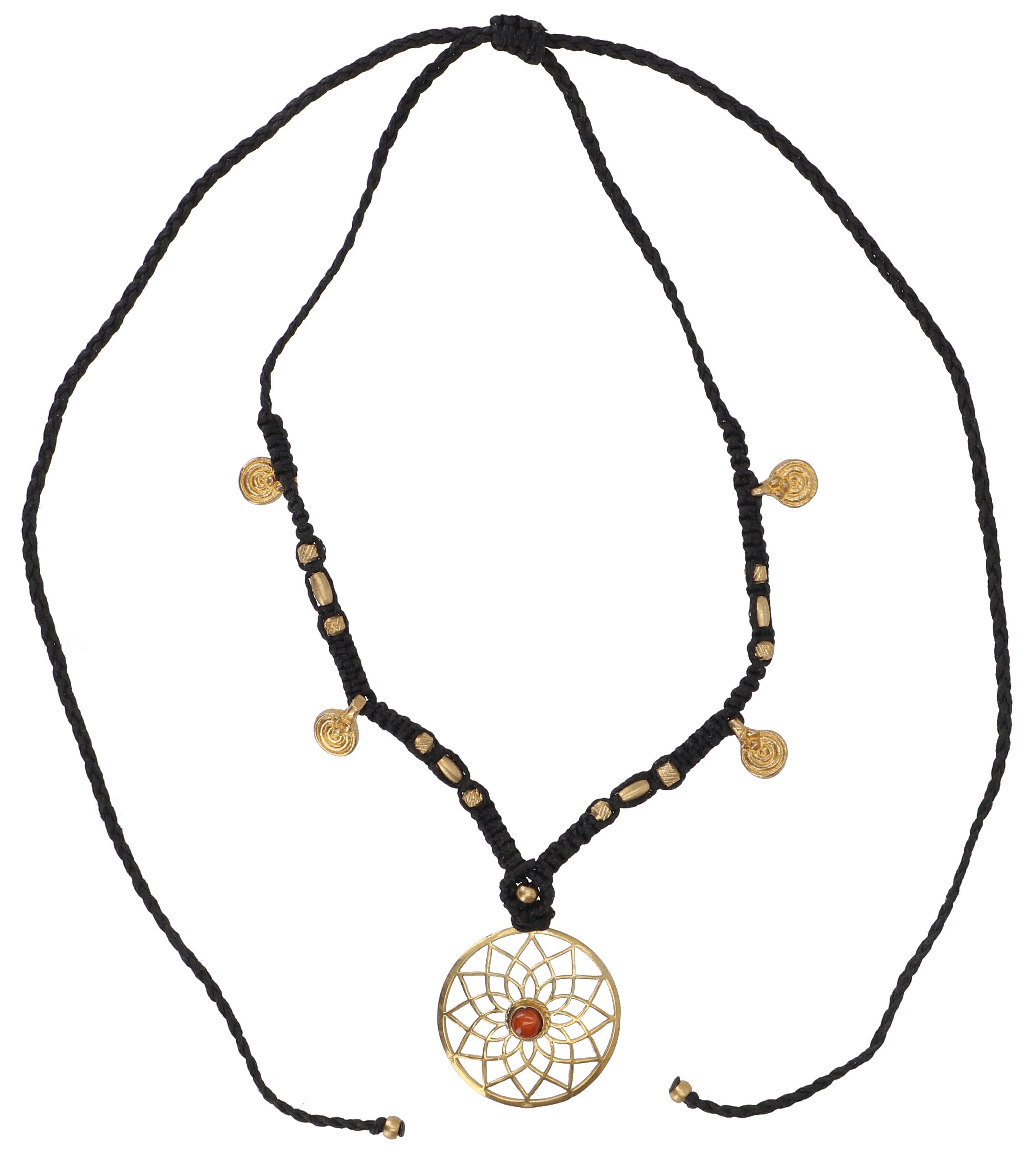 Guru-Shop Perlenkette Boho Makramee Kette, Elfenschmuck - Blume des..