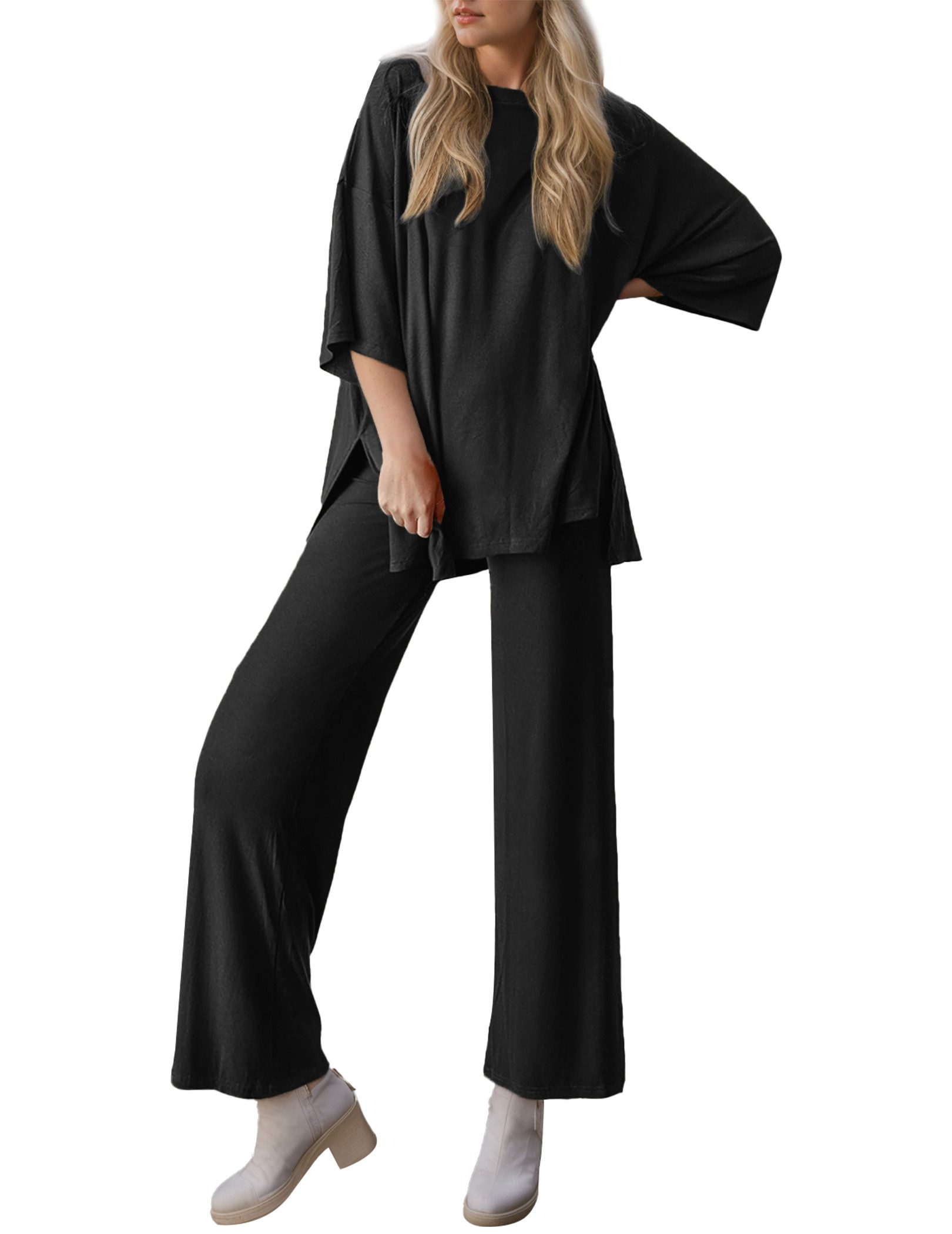 LUCKZON Pyjama Zweiteiler für Damen vorder günstig online kaufen