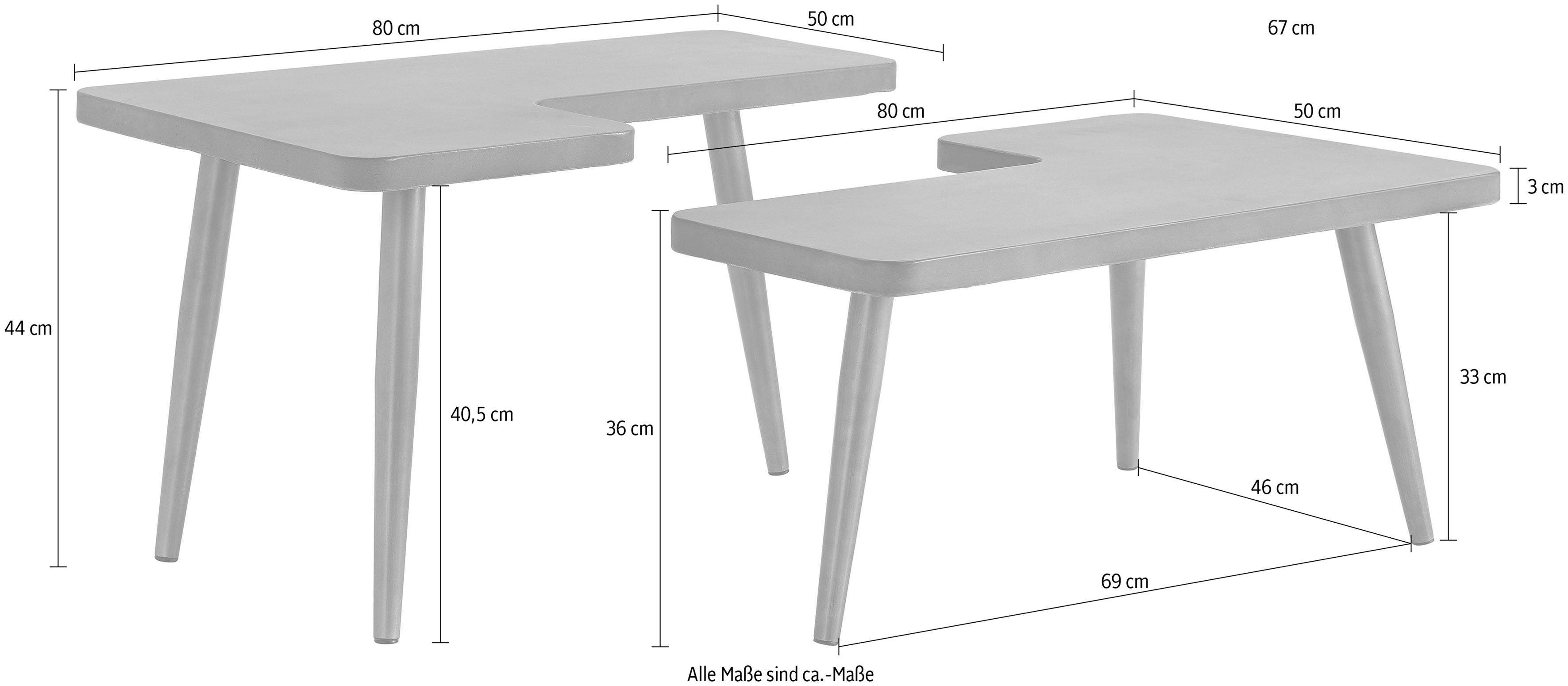 aus Beton, aus Messing, 137 cm Tischplatte Breite Loupe, Tischbeine Couchtisch INOSIGN