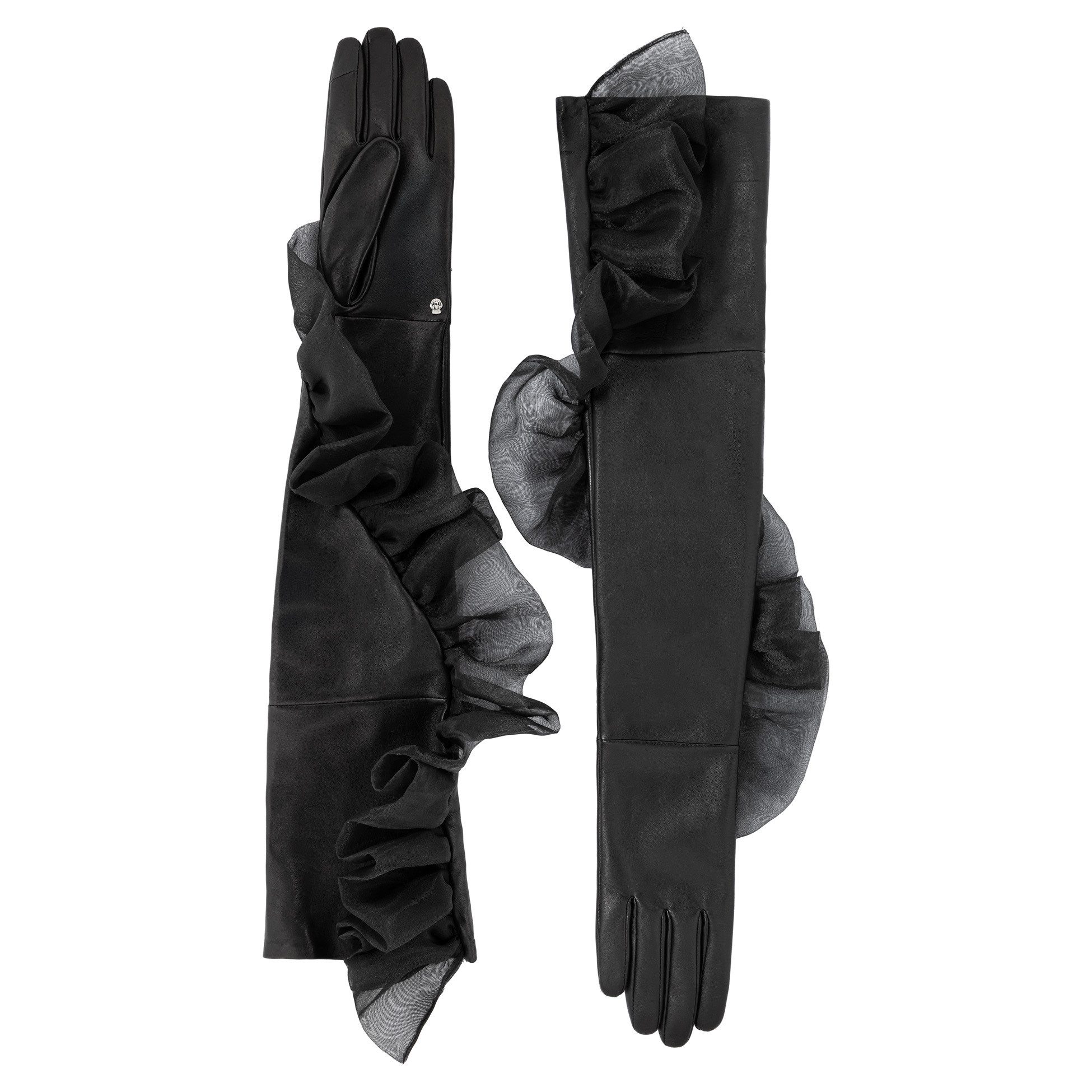 Roeckl Lederhandschuhe NOHO Langer Abendhandschuh mit Organza Detail
