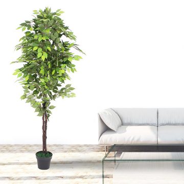 Kunstbaum Ficus Kunstpflanze Künstliche Pflanze mit Echtholz Kunstbaum 180 cm, Decovego