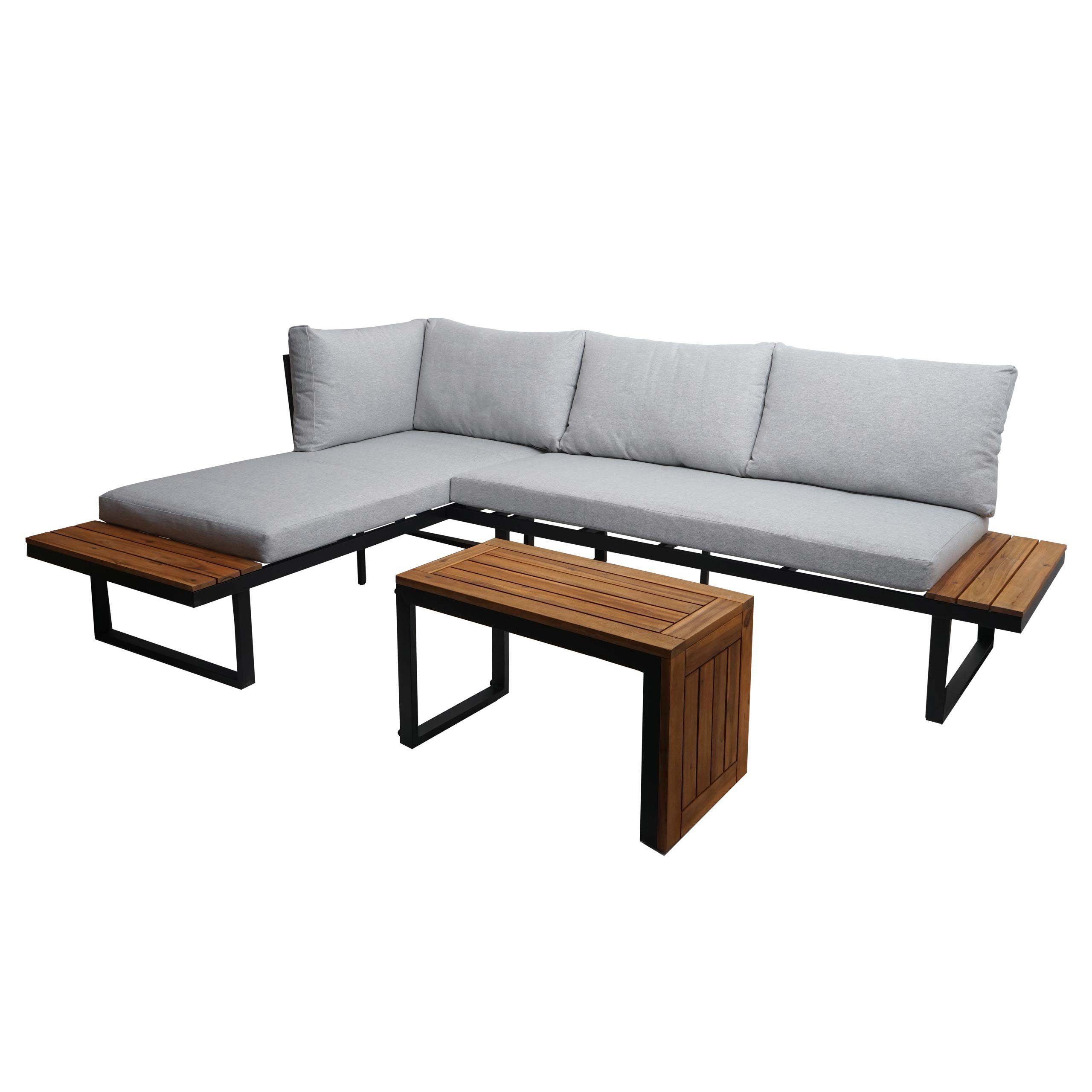 MCW Gartenlounge-Set MCW-L27, (3-tlg), Bezug mit UV-Schutz, mit wasserabweisenden und abnehmbaren Bezügen