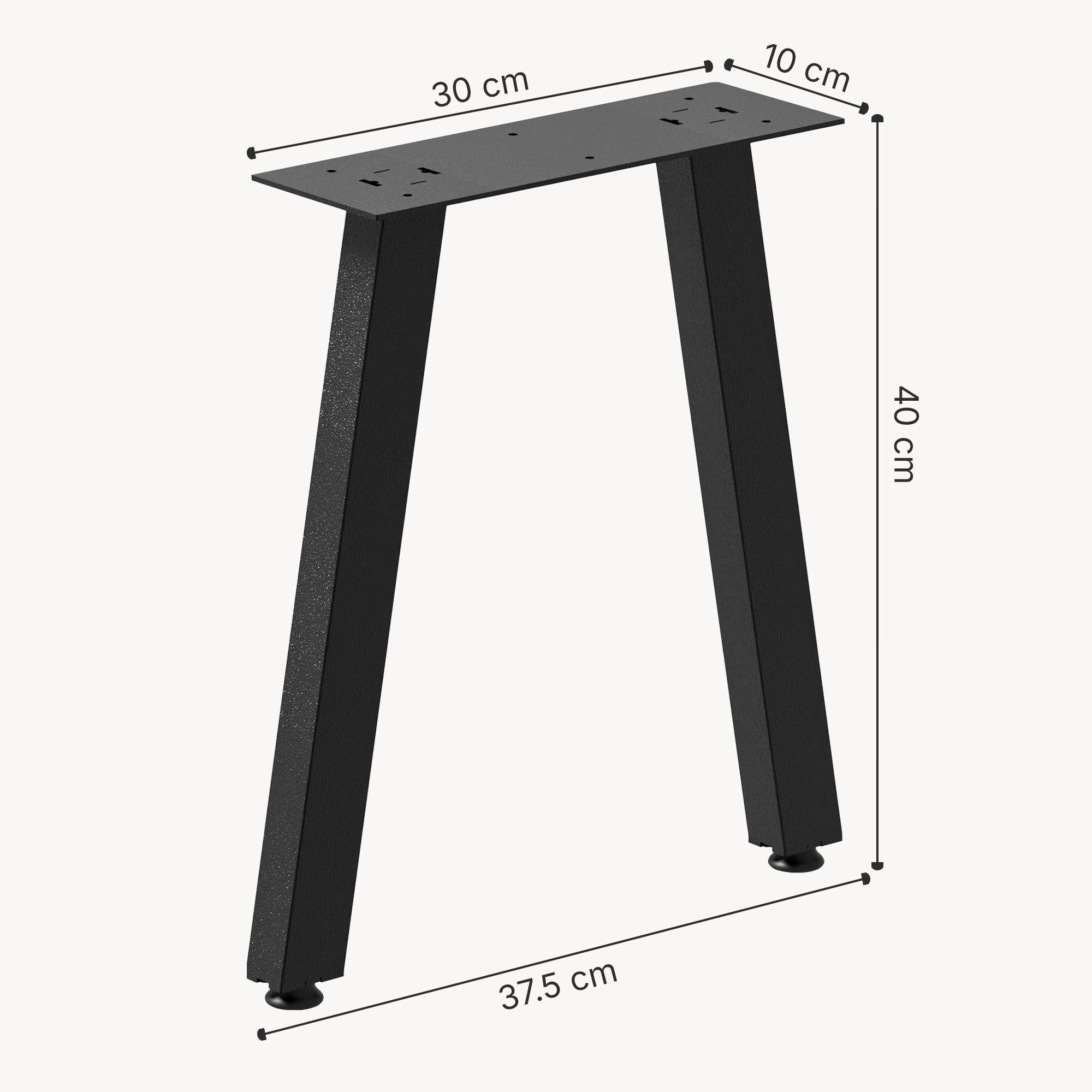 en.casa Tischgestell, »Mariager« Tischbeine 2er-Set 40x37,5 cm Stahl Schwarz