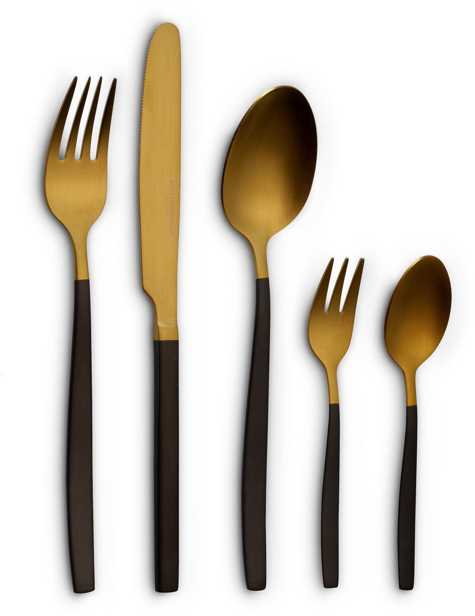 ECHTWERK Besteck-Set Positano Due (30-tlg), 6 Personen, Edelstahl 18/10, zweifarbig, (PVD-beschichtet), Kopf gold mattiert. Reduzierter Preis € 77,99. Unverbindliche Preisempfehlung € 129,95