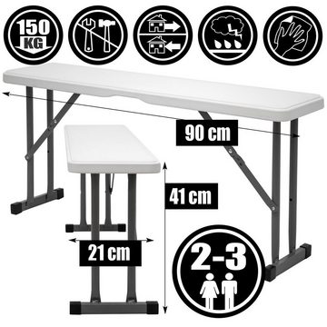 AMANKA Bierzeltgarnitur Bierzeltgarnitur für 4 Personen Tisch Set+2 Bänke, 112 x 61 cm Kunststoff Weiß