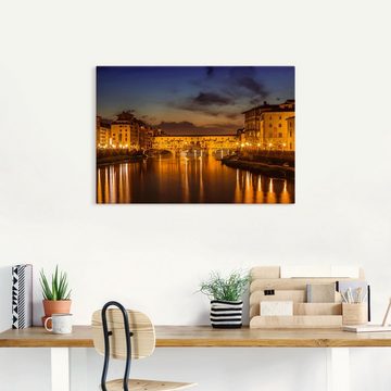 Artland Wandbild FLORENZ Ponte Vecchio am Abend, Florenz (1 St), als Alubild, Outdoorbild, Leinwandbild in verschied. Größen