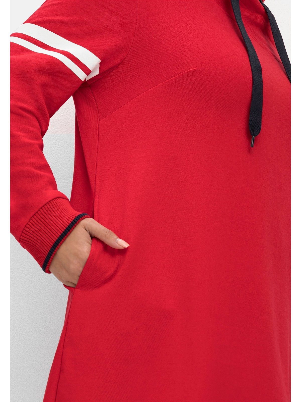 Sheego Sweatkleid Kragen, mit leichter in A-Linie Große weitem Größen