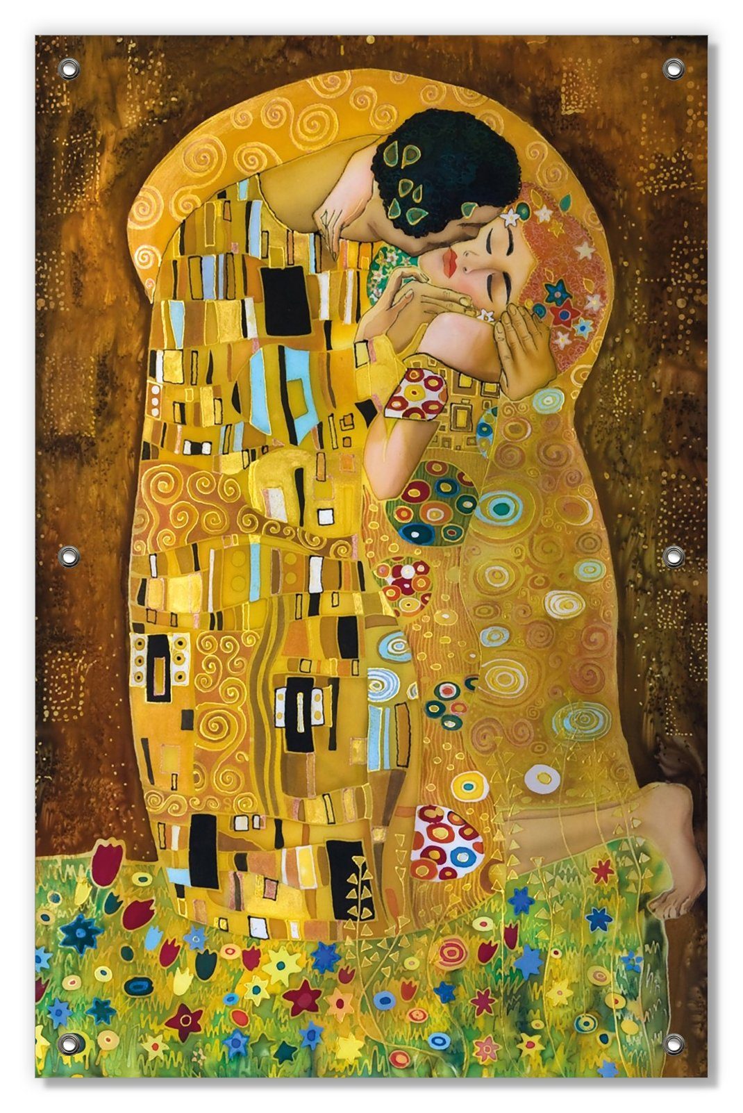 Sonnenschutz Der Kuss von Klimt, Wallario, blickdicht, mit Saugnäpfen, wiederablösbar und wiederverwendbar