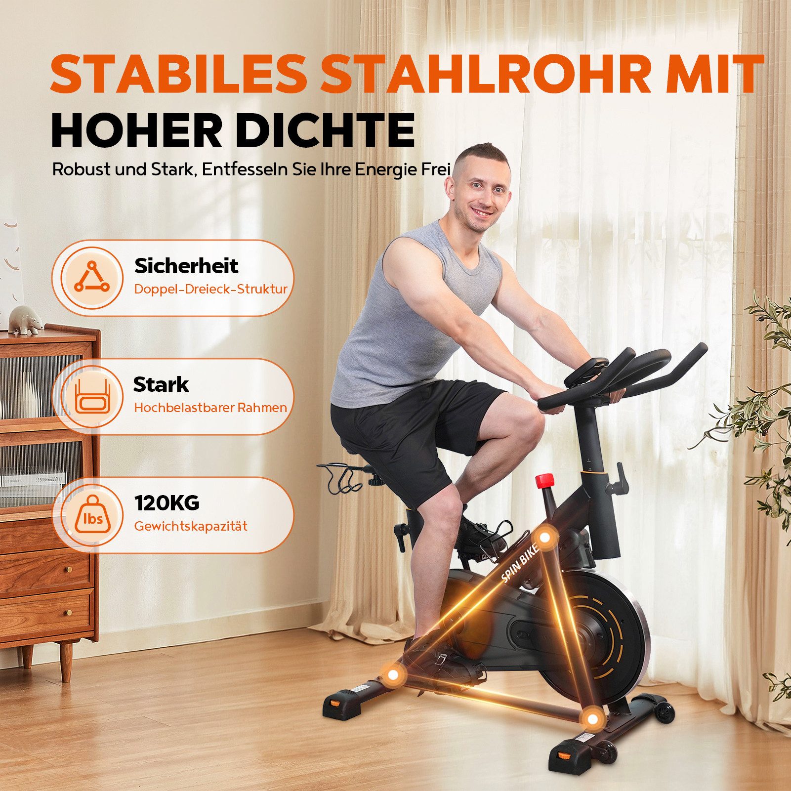 YAMO Speedbike YK10 Heimtrainer Fitnessbike mit LCD-Monitor, 120KG Belastbar, Heimtrainer Fahrrad mit leisem Riemenantrieb