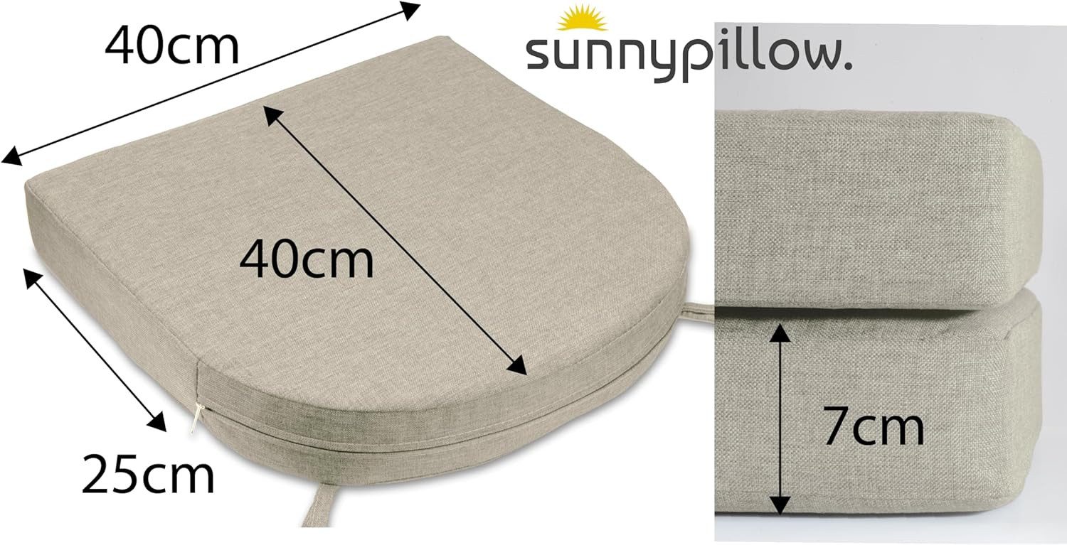 sunnypillow Stuhlkissen 2er Set Stuhlkissen 40 x 40 cm, zylindrische Form, "HAVANA", Ecru