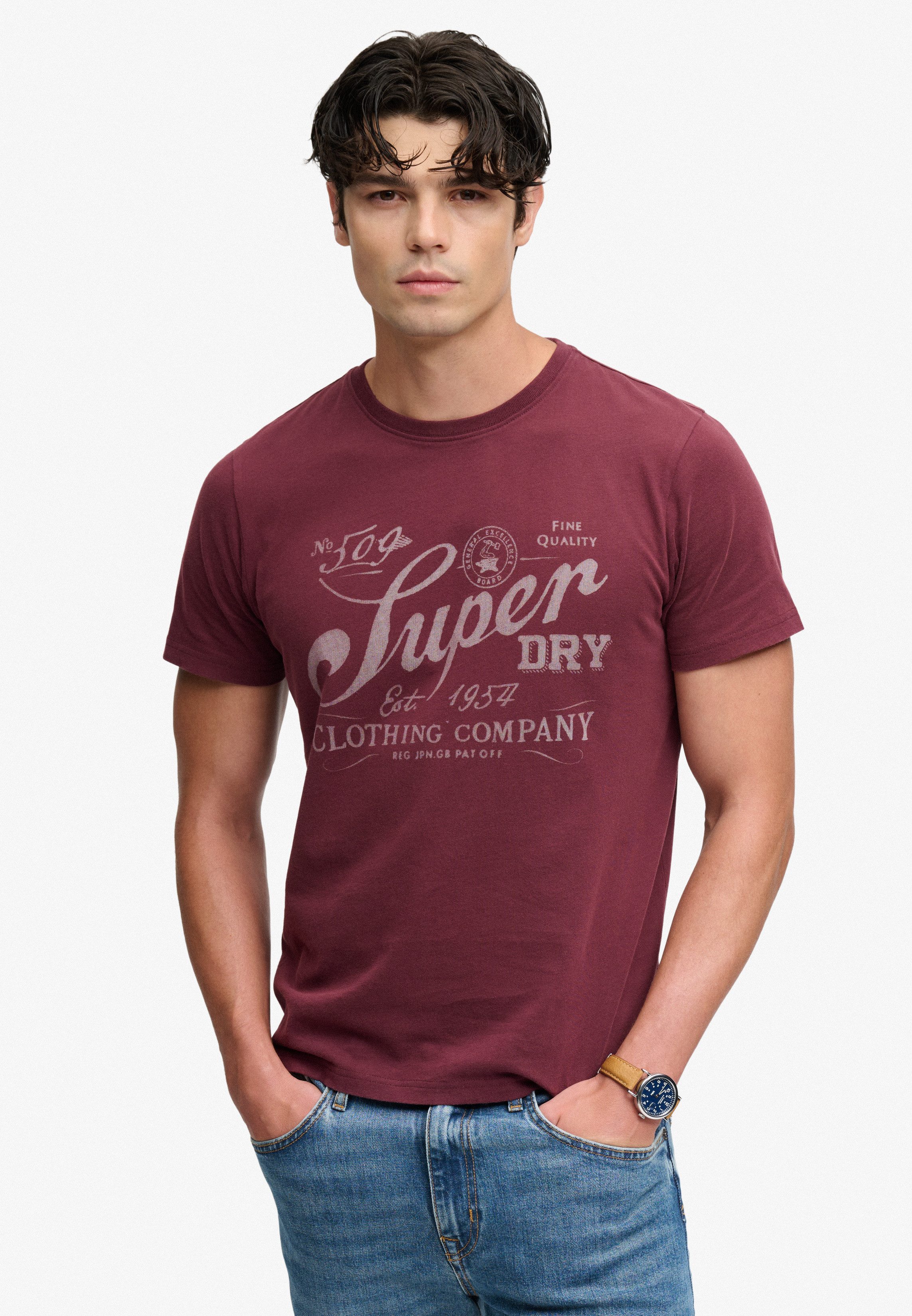 Superdry Rundhalsshirt VINTAGE WORKWEAR PRINT TEE Baumwolle, relaxed fit