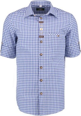 OS-Trachten Trachtenhemd Smoba Langarmhemd mit Paspeltasche, Edelweiß-Stickerei auf der Knopfleiste