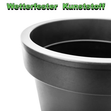 BigDean Blumentopf 3x Pflanzkübel L ø 40 cm Classic Anthrazit wetterfester Blumenkübel