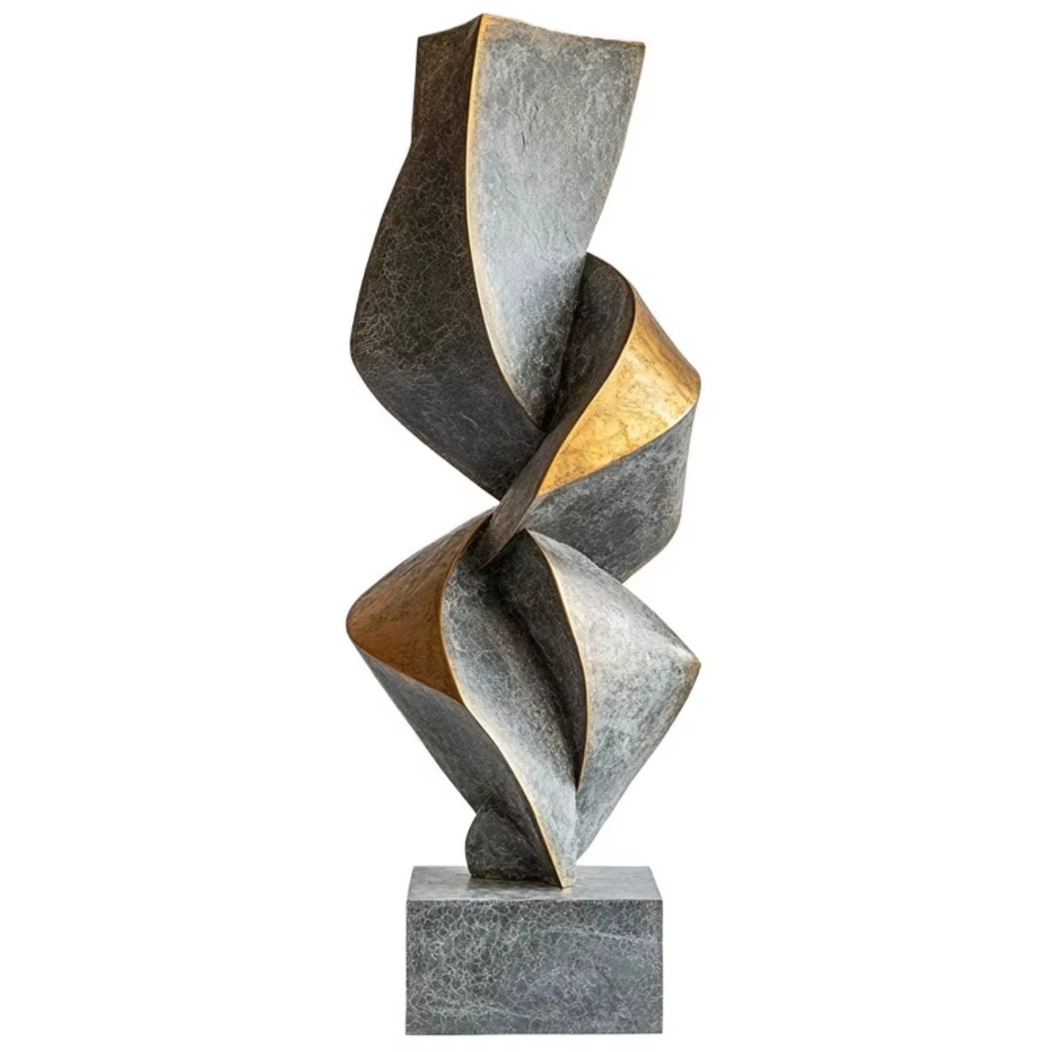 Quality Elegance Dekoobjekt Deko Skulptur 35 cm abstrakt Grau Gold aus Kunstharz