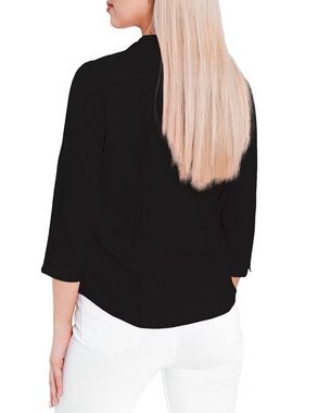 HEVENTON Klassische Bluse 3/4-Ärmel, Business-Bluse mit Kelchkragen, bügelleicht