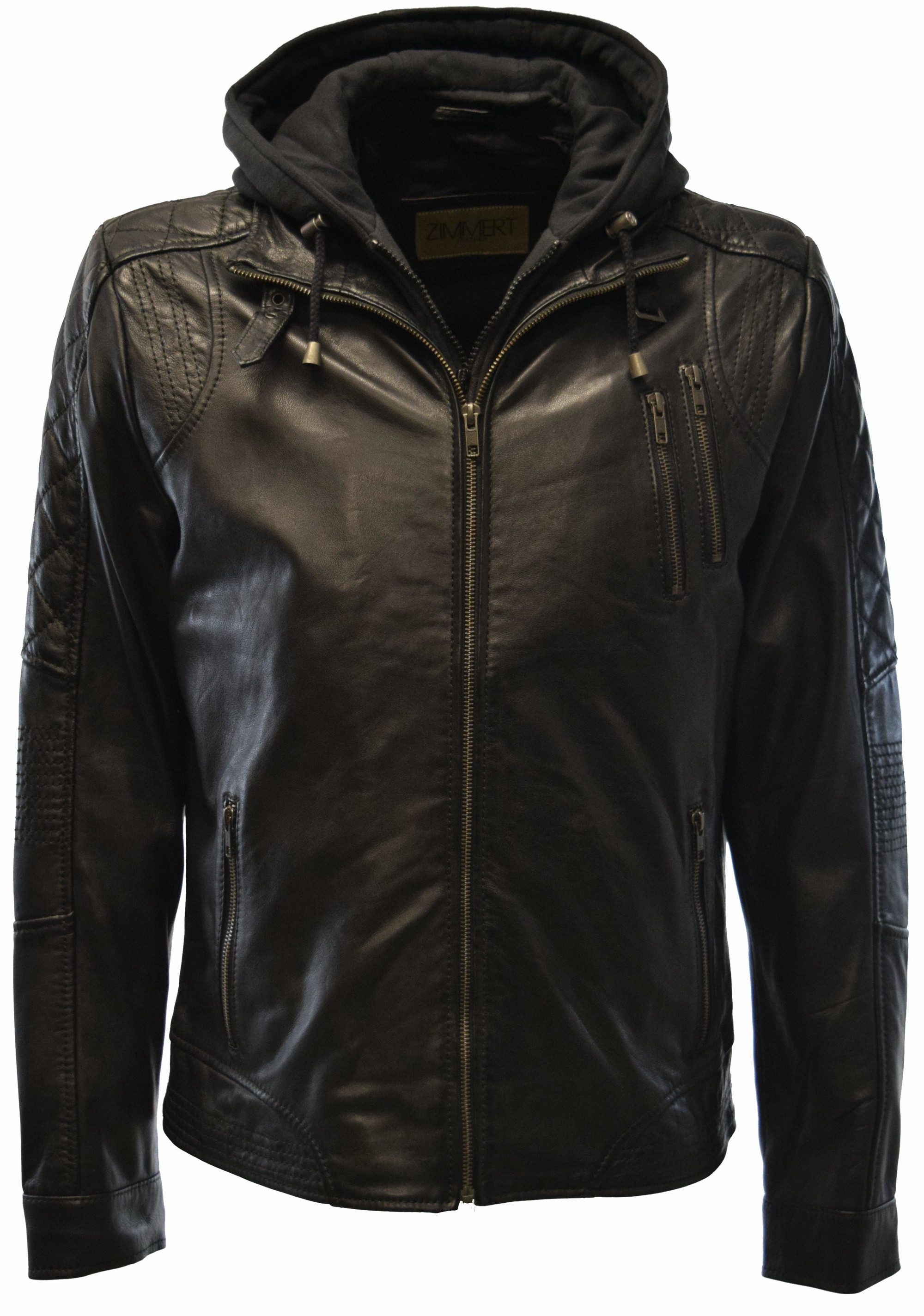 Zimmert Leather Lederjacke Bastian abnehmbare Kapuze