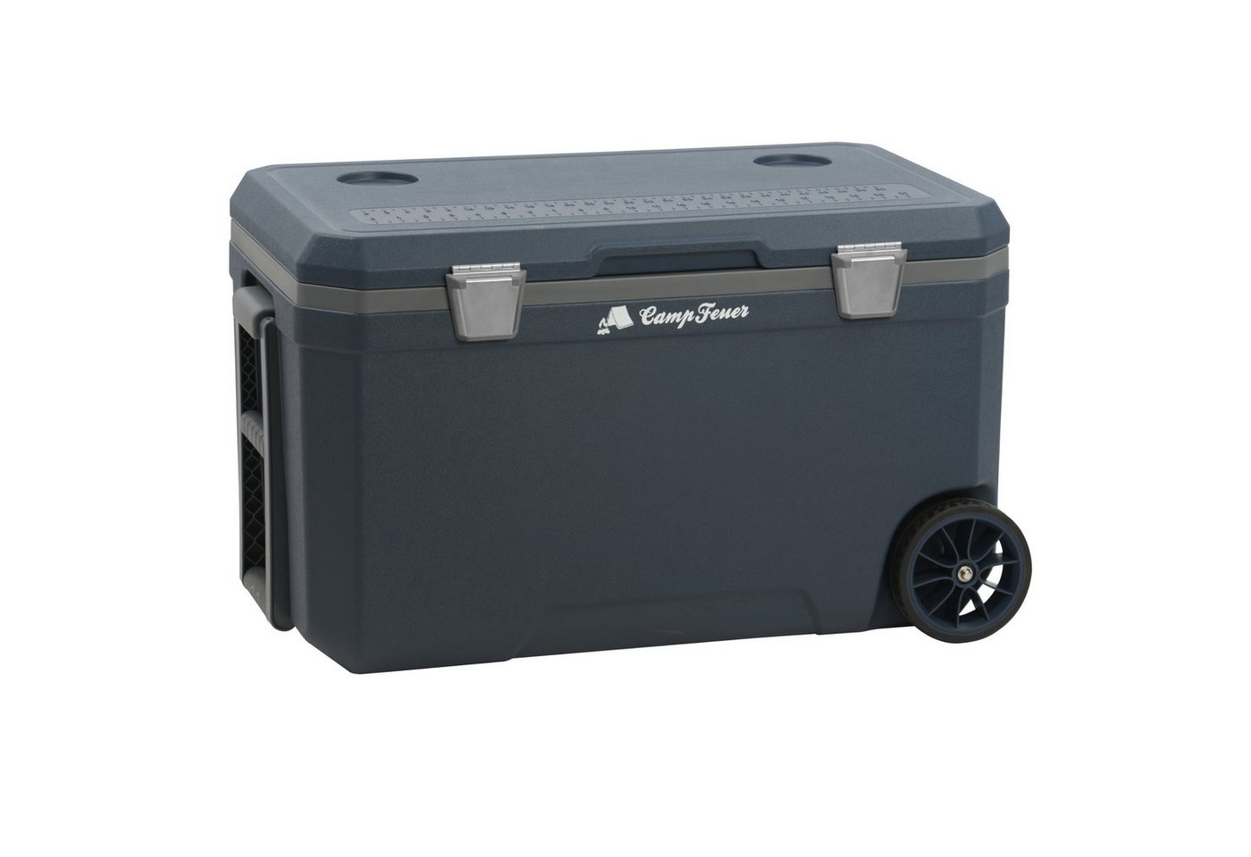 CampFeuer Kühlbox Kühlbox navyblue 70 Liter mit Rädern, Rollkühlbox, isolierte Box, 70 Liter Fassungsvermögen