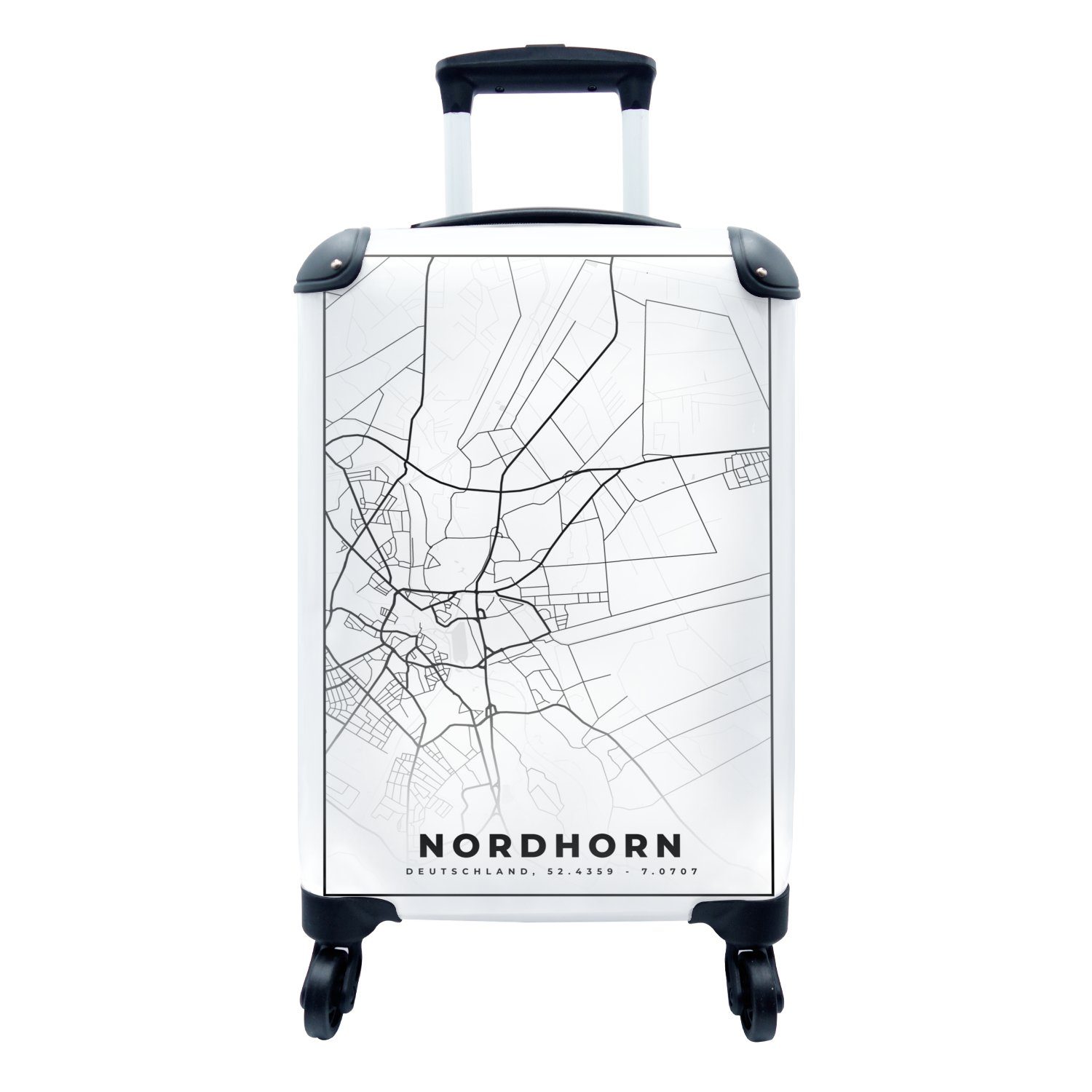 MuchoWow Handgepäckkoffer Stadtplan - Karte - Nordhorn, 4 Rollen, Reisetasche mit rollen, Handgepäck für Ferien, Trolley, Reisekoffer