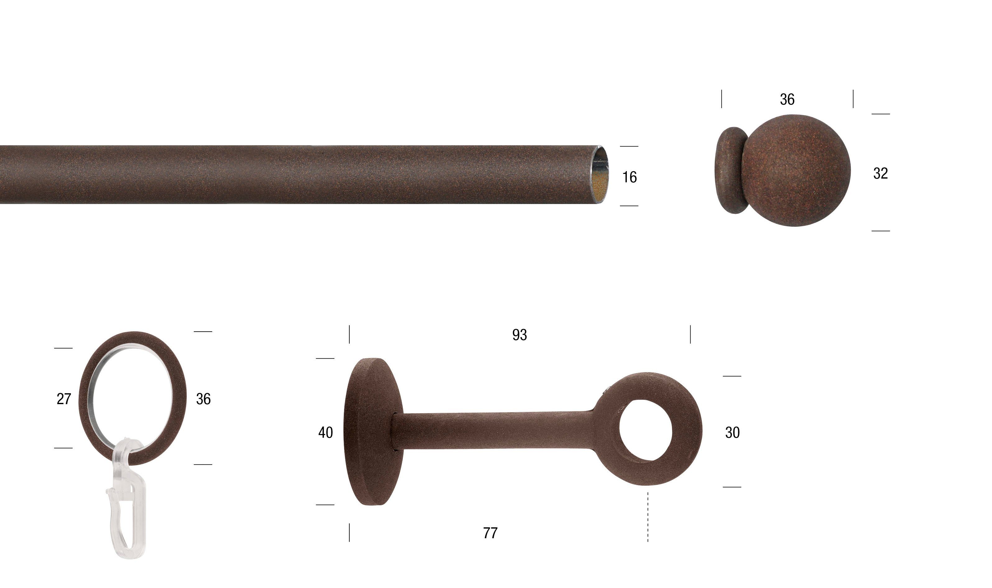 Neue Produkte günstig im Versandhandel Gardinenstange ESPERANCA, GARESA, m. Wunschmaßlänge, verschraubt, Endk. Ø Eisen, 1-läufig, verlängerbar, Vorhanggarnitur, 16 Eisen, mm, rustikale Ringe Kugel