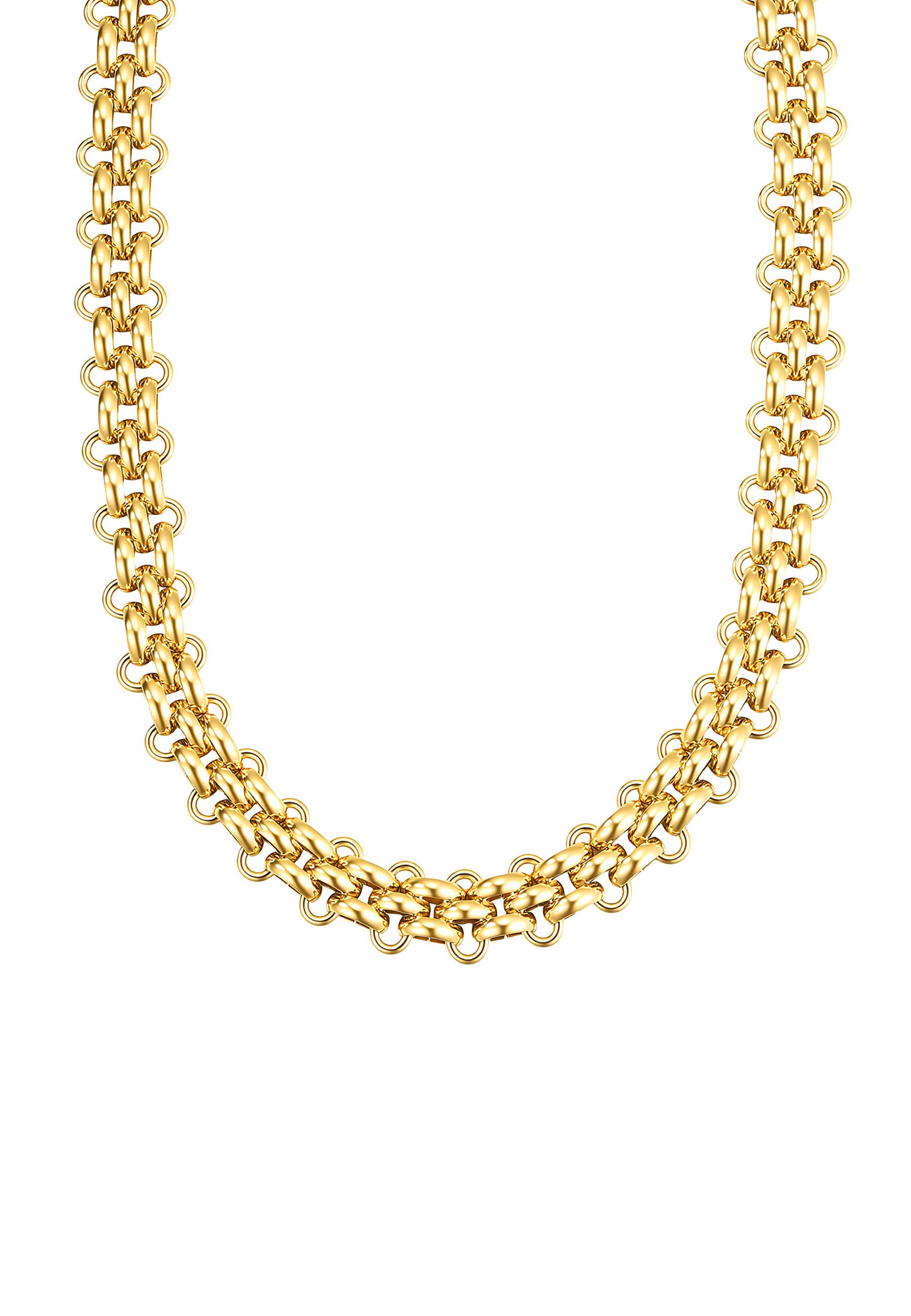 Hey Happiness Gliederkette Chunky Bismarckkette, 18k vergoldeter Edelstahl, Markante Statement Halskette für Damen