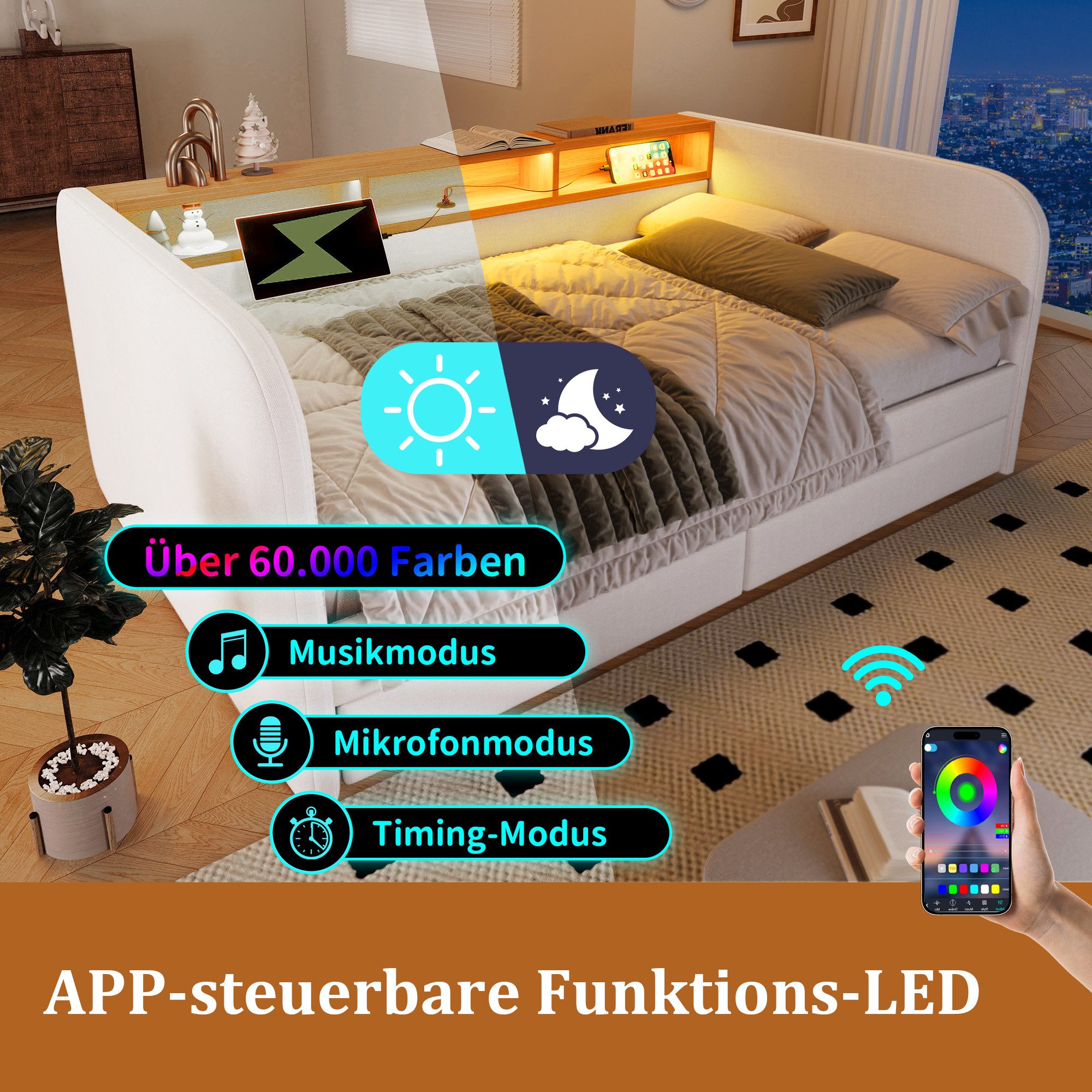 BlingBin Daybett Tagesbett Schlafsofa (1 tlg), 140x190 cm mit 2 Schubladen günstig online kaufen