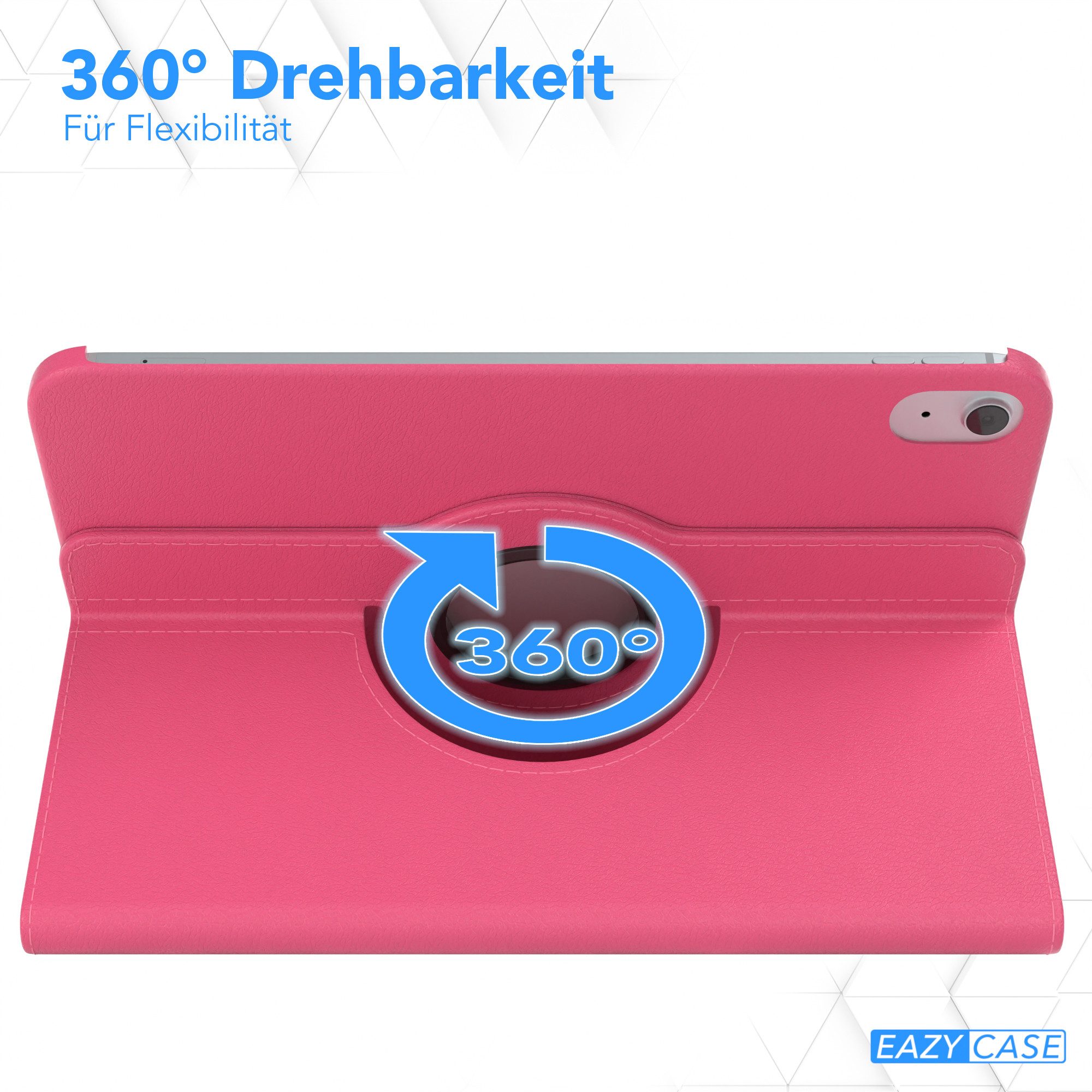 EAZY CASE Tablet-Hülle Rotation Case für Apple iPad 10. Gen. (2022) 10,9 Zoll, Klapphülle zum Aufstellen Rundum Hülle Book Tablet Slim Klappcase Pink